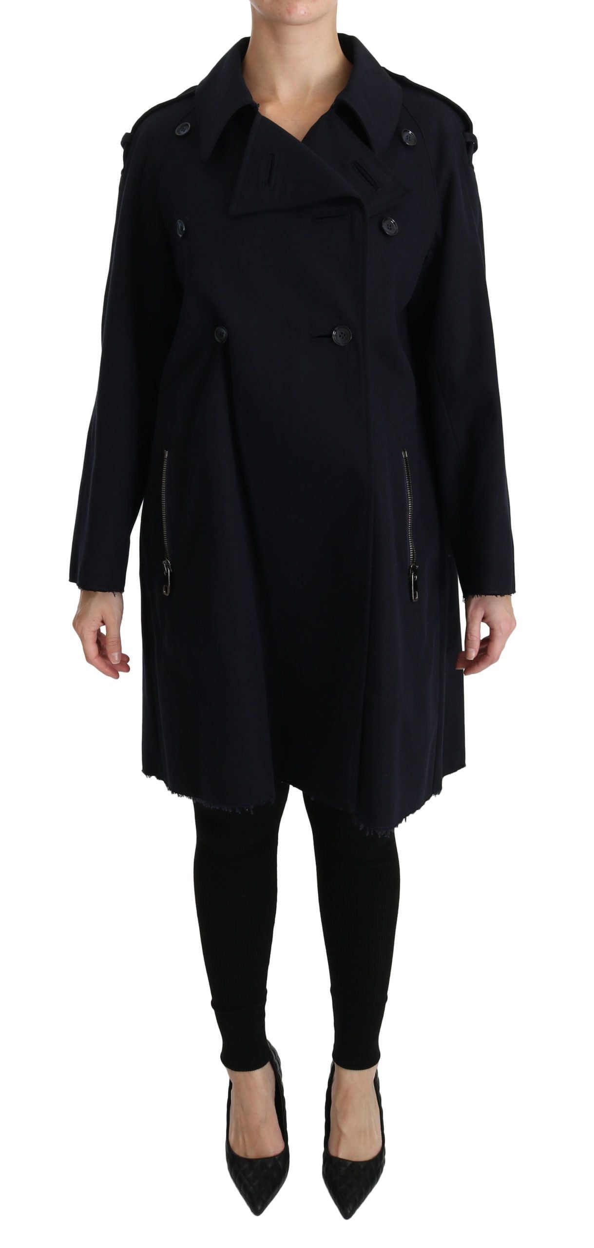 Jas Blauw Katoen Dames Trenchcoat