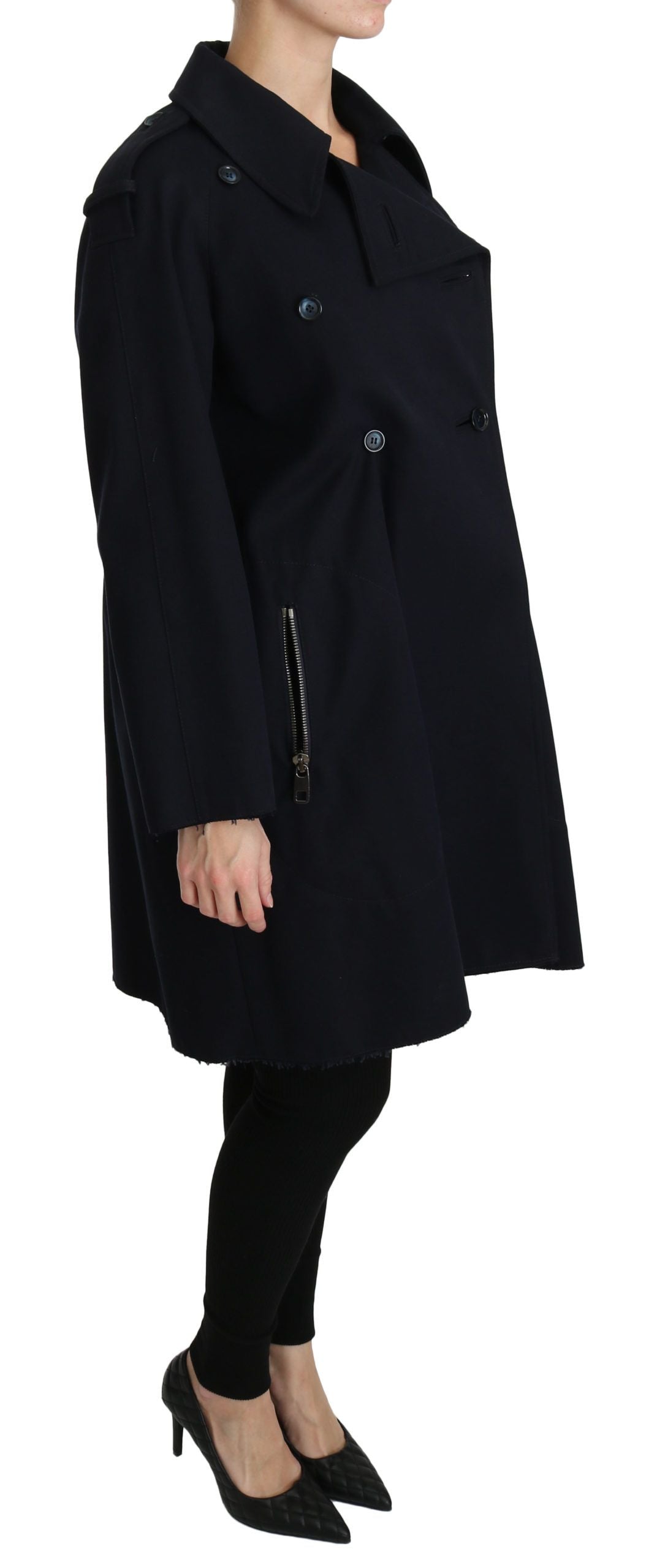 Jas Blauw Katoen Dames Trenchcoat