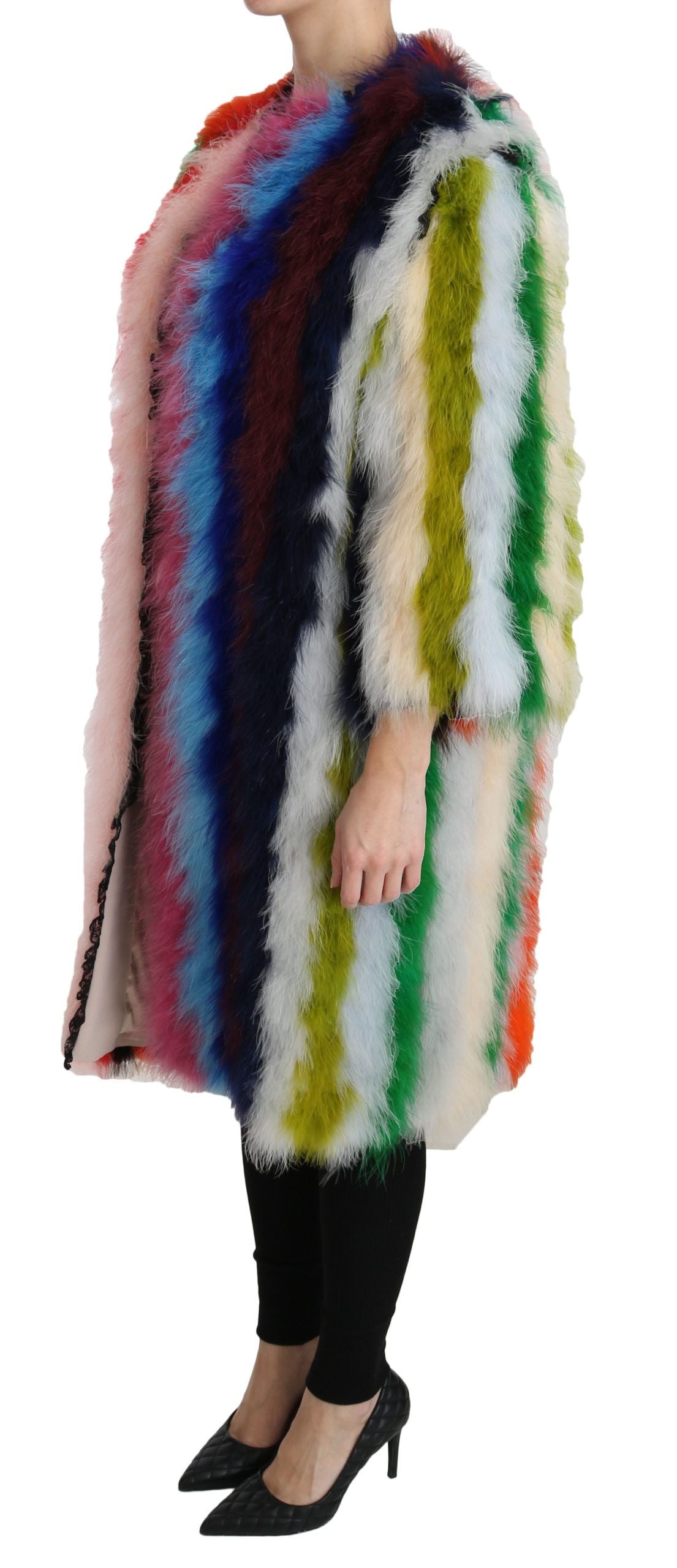 Veelkleurige kalkoenveren cape bontjas