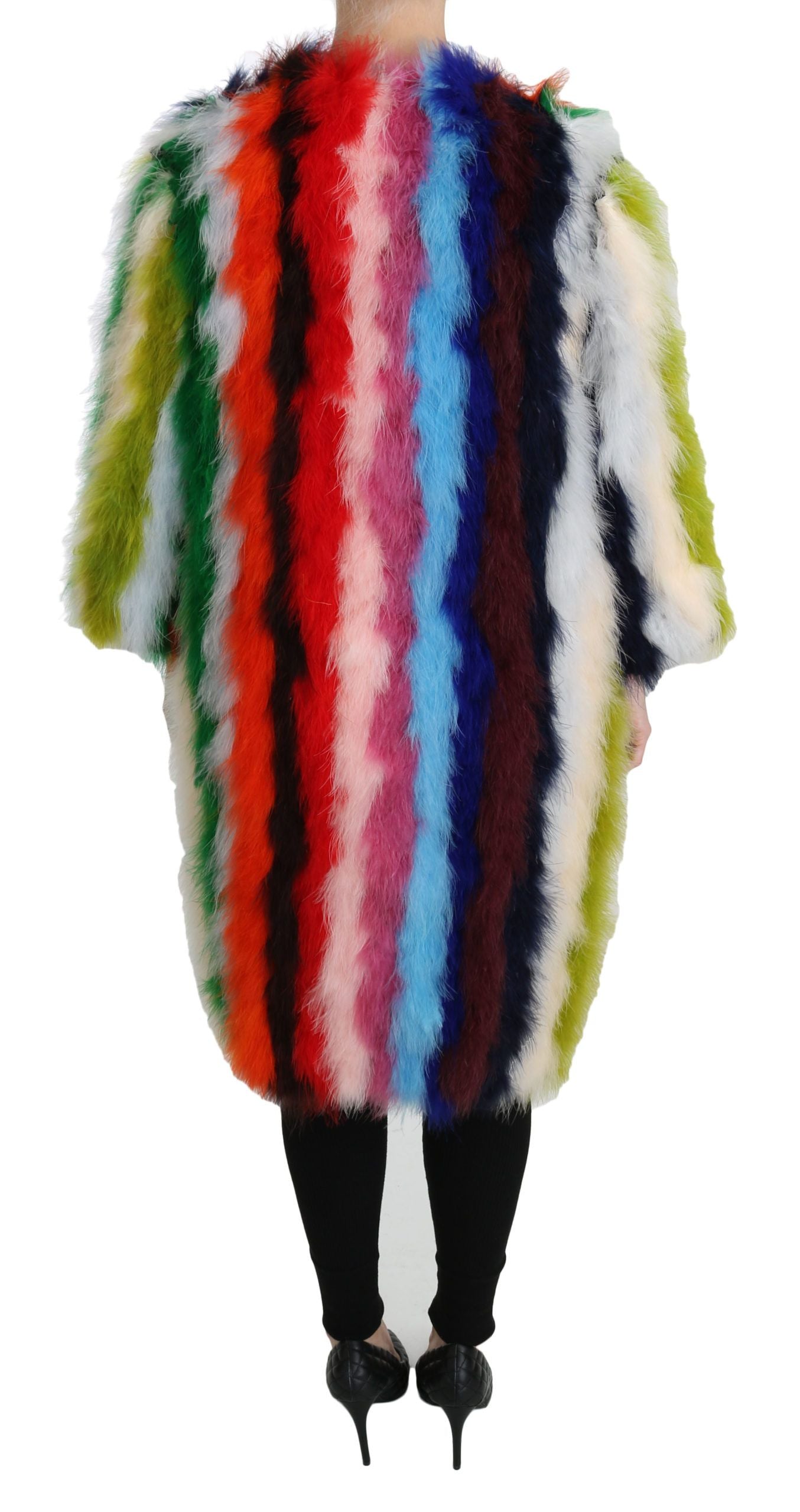 Veelkleurige kalkoenveren cape bontjas