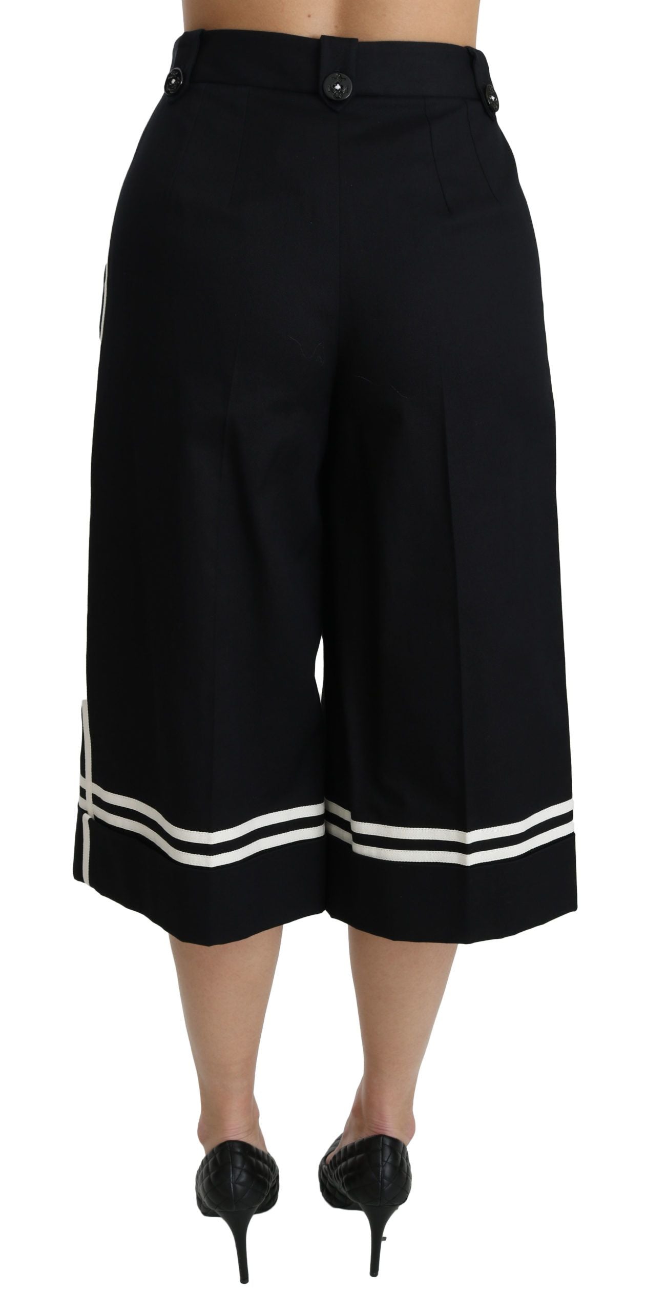 Zwarte, met citroen versierde Palazzo cropped broek