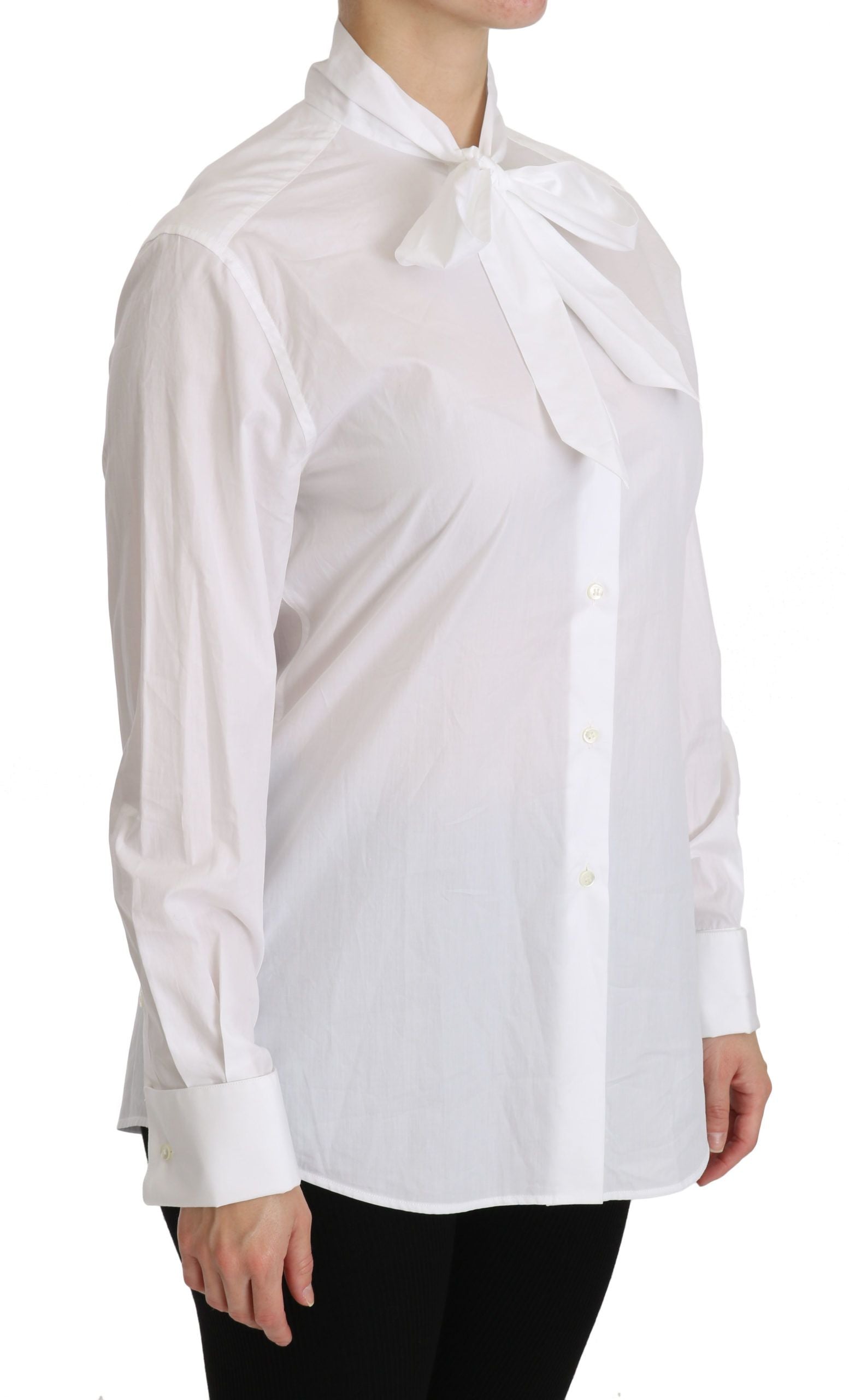 Wit coltrui poloshirt met lange mouwen