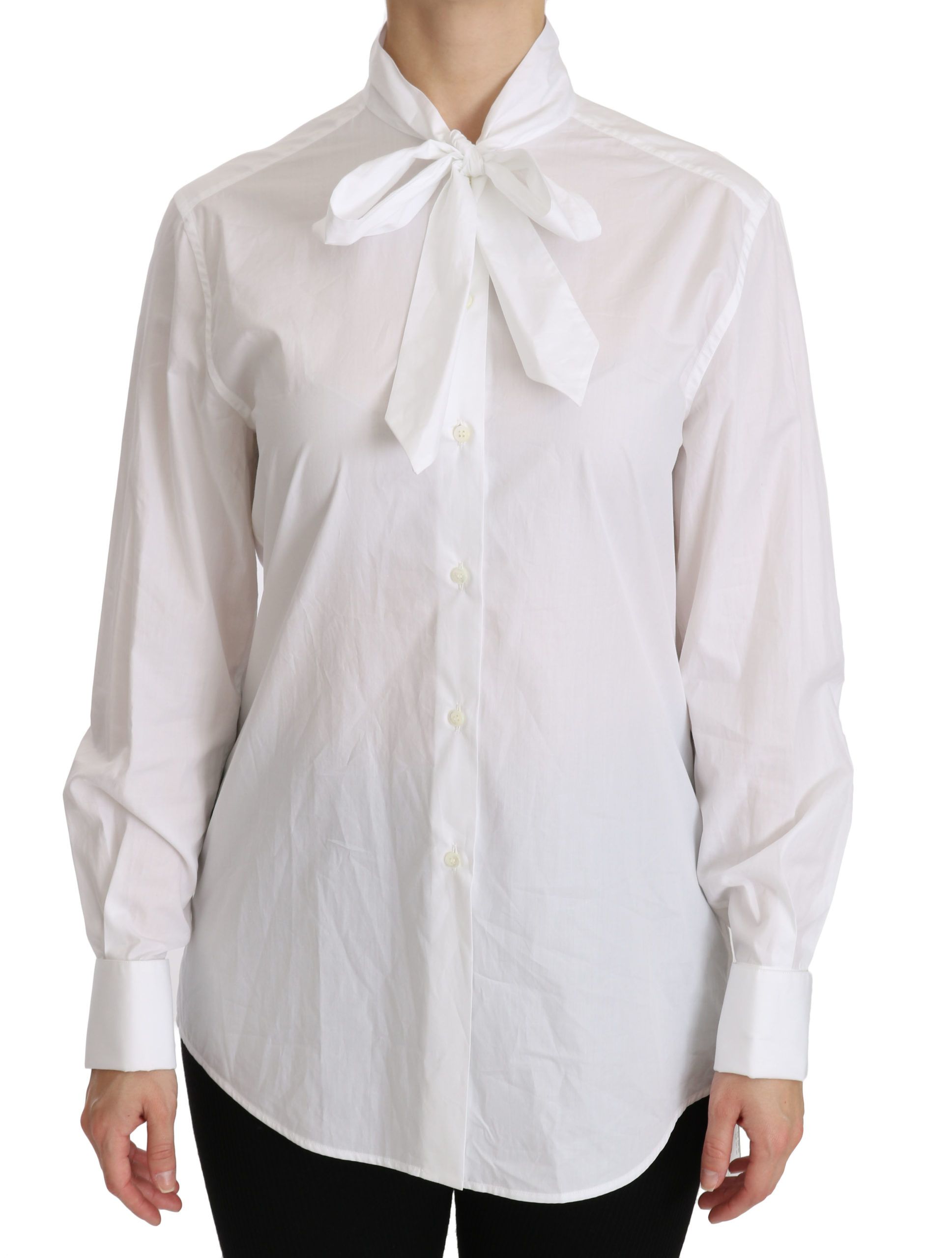 Wit coltrui poloshirt met lange mouwen