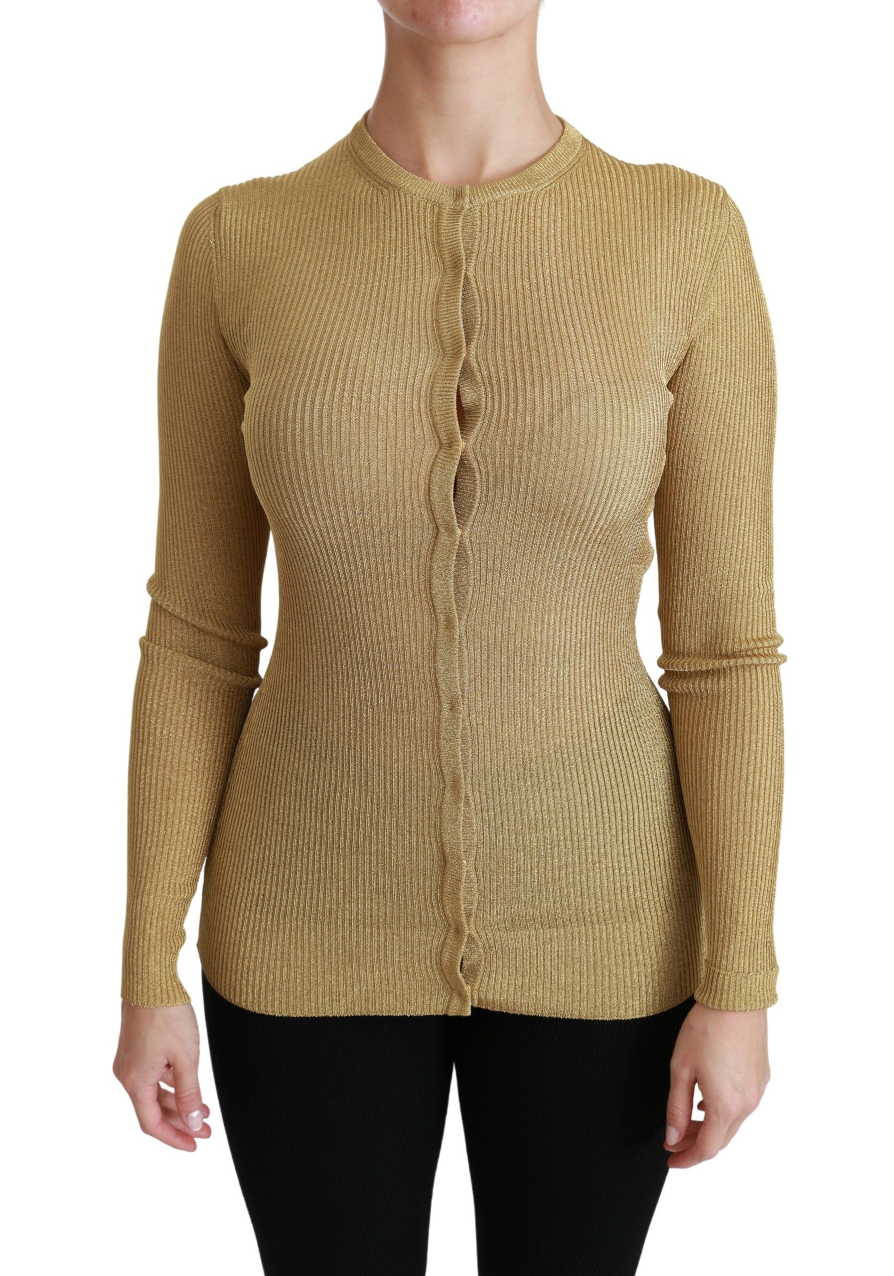 Gouden lange mouwen vest viscose trui