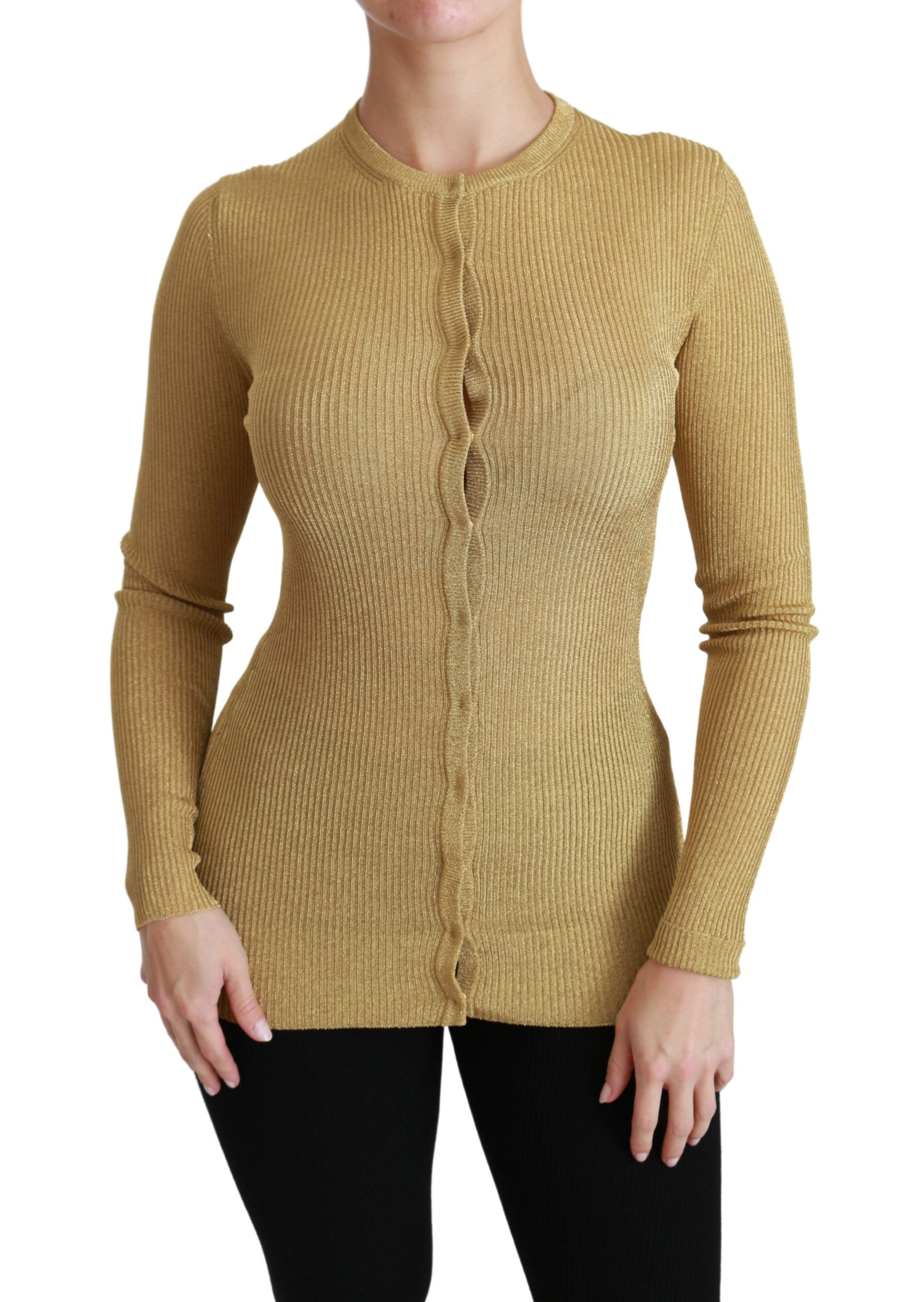 Gouden lange mouwen vest viscose trui