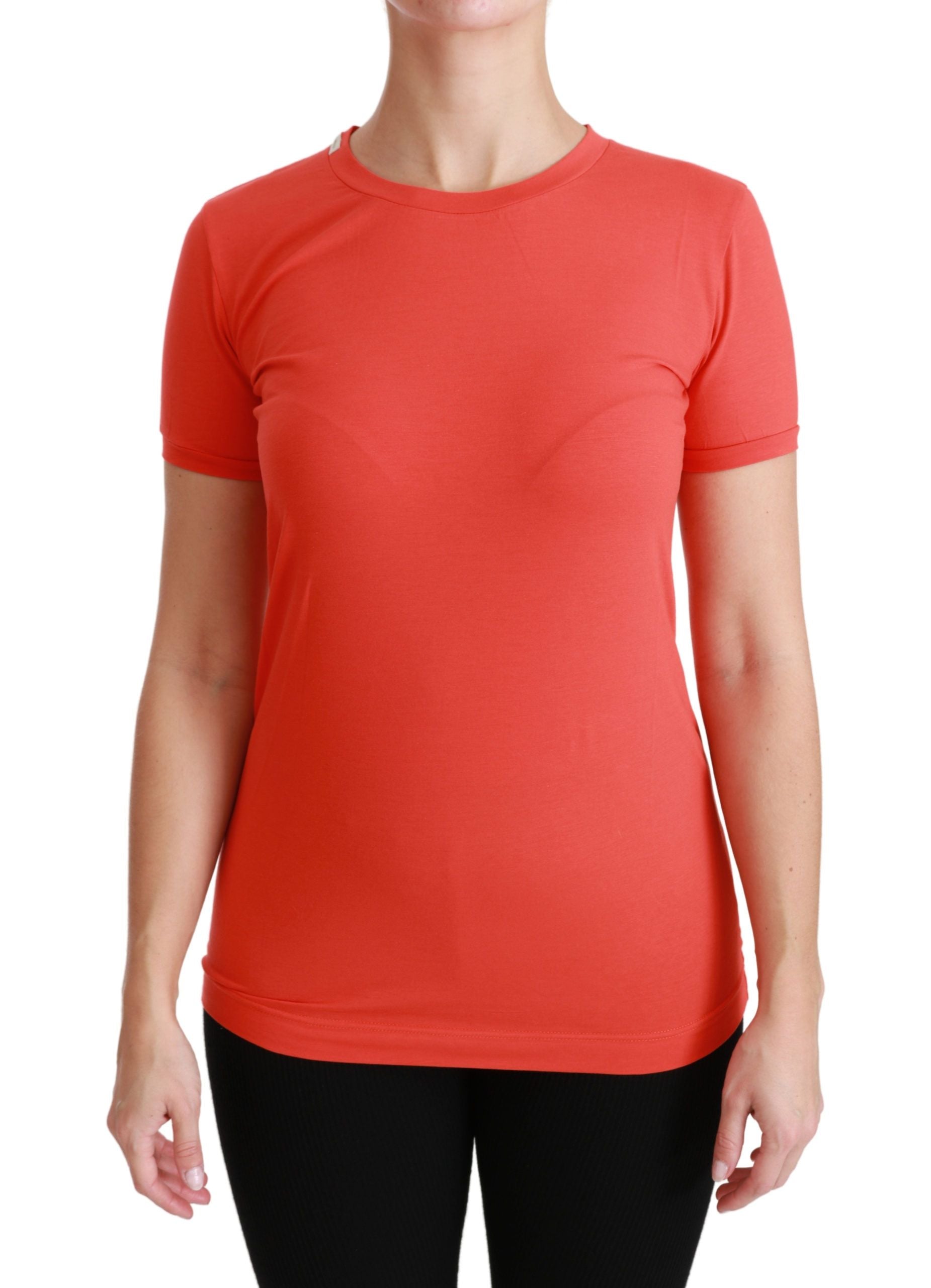Rood T-shirt met ronde hals en korte mouwen, katoenen top