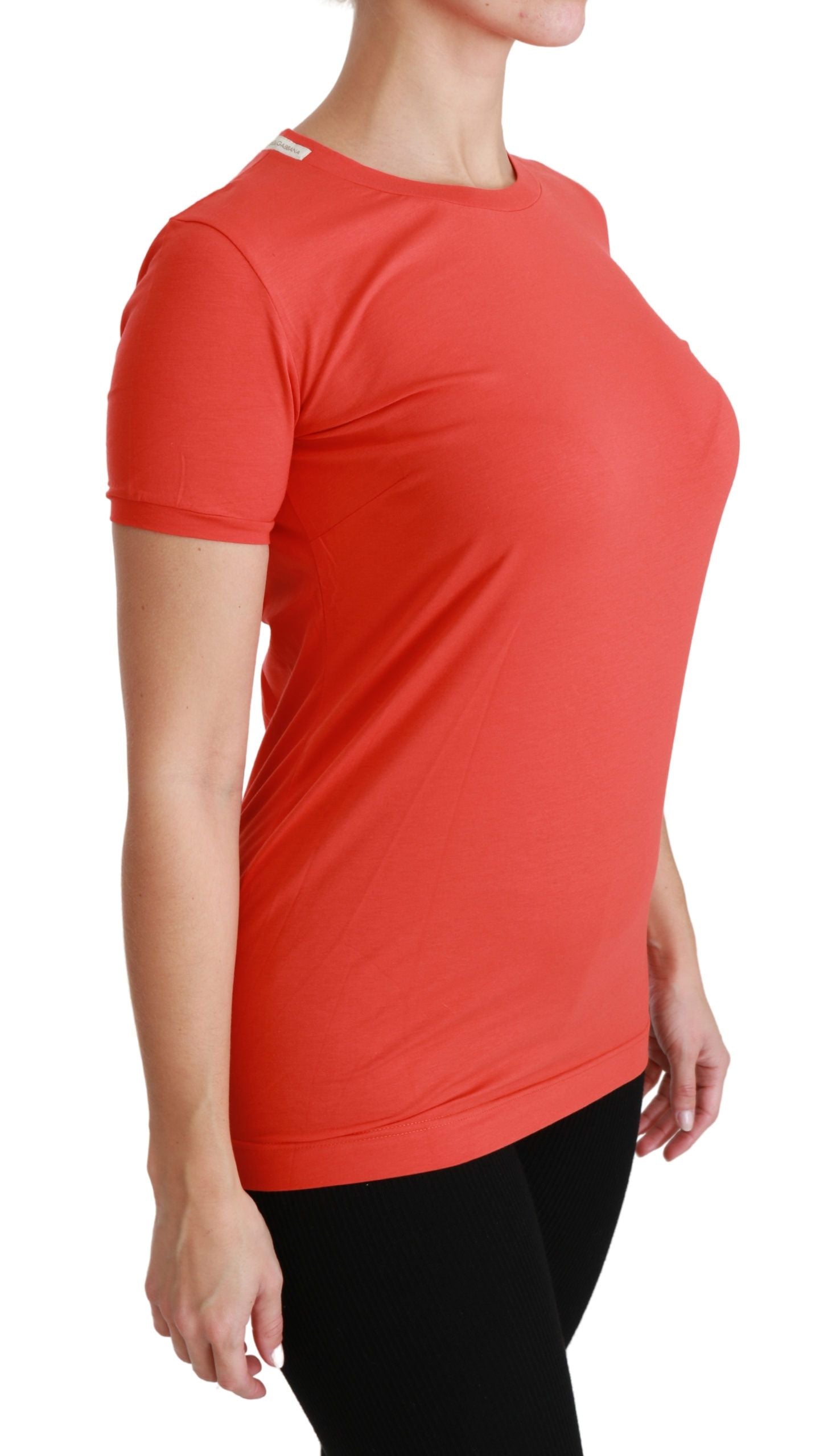 Rood T-shirt met ronde hals en korte mouwen, katoenen top