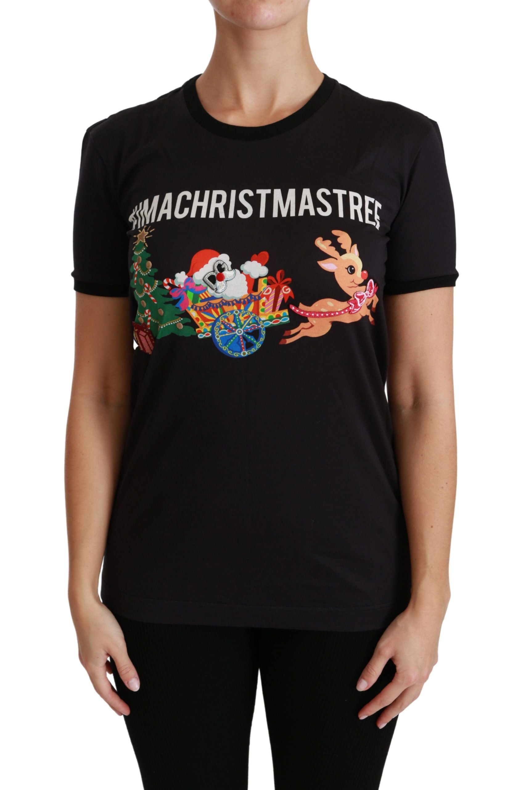 Zwart #ImAChristmasTree T-shirt met ronde hals