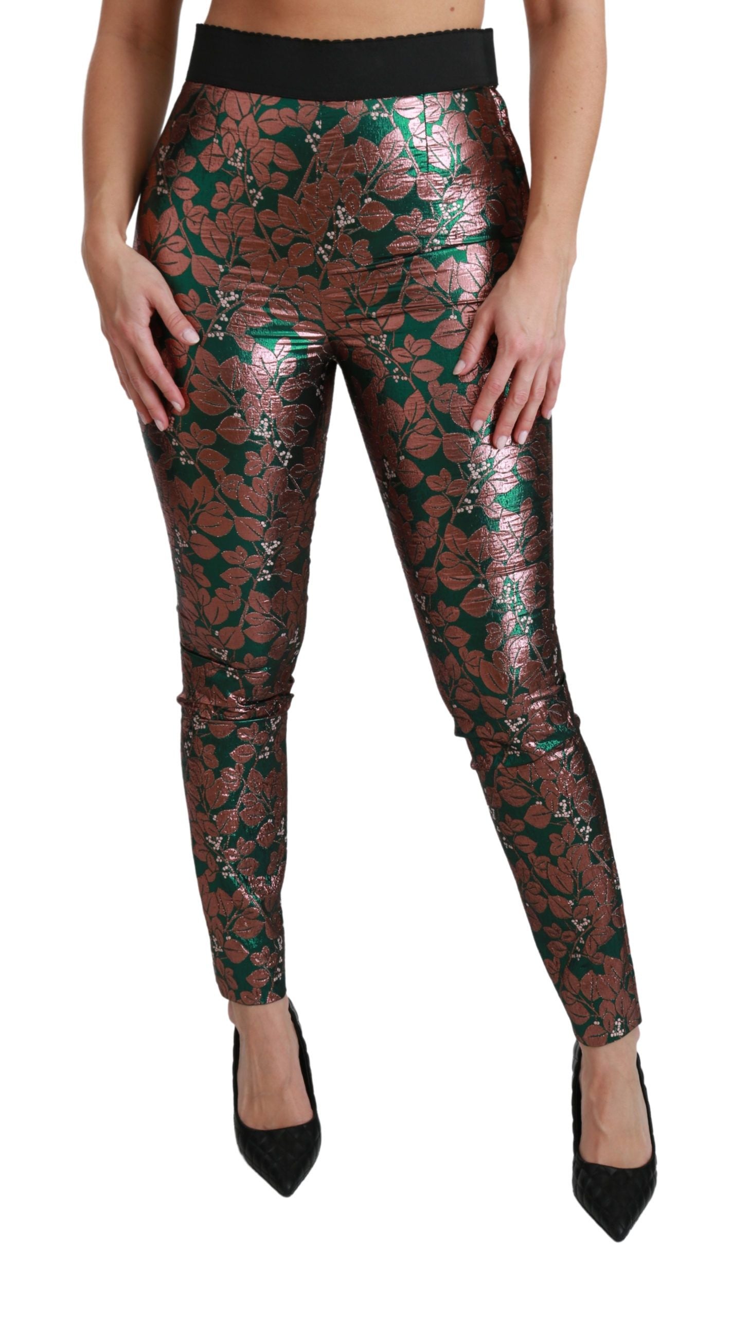 Groene bronzen bladpanty's skinny broek