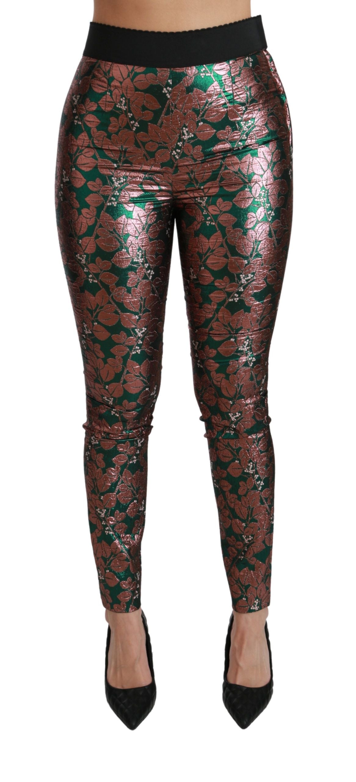 Groene bronzen bladpanty's skinny broek