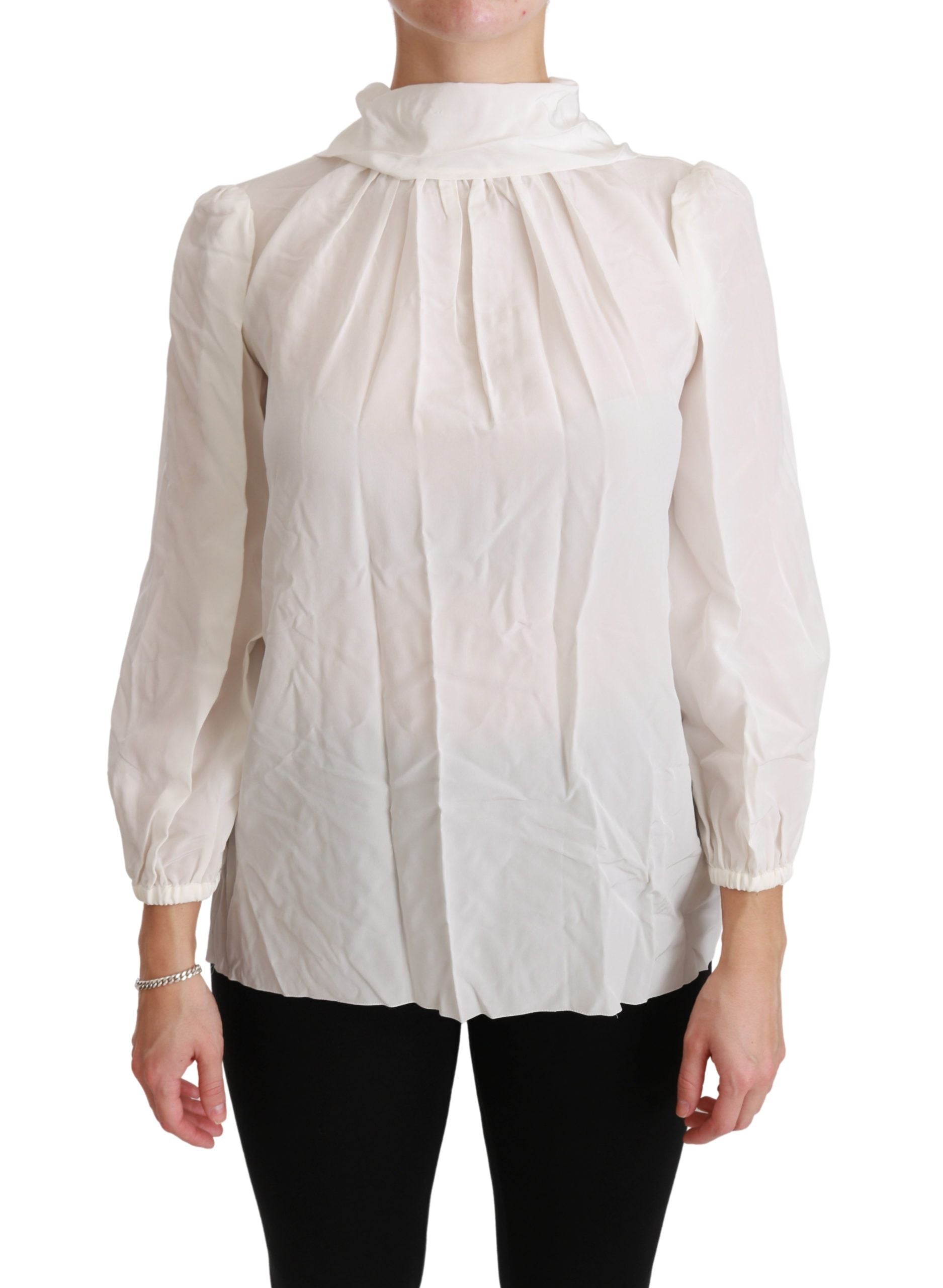 Witte coltrui blouse shirt zijden top