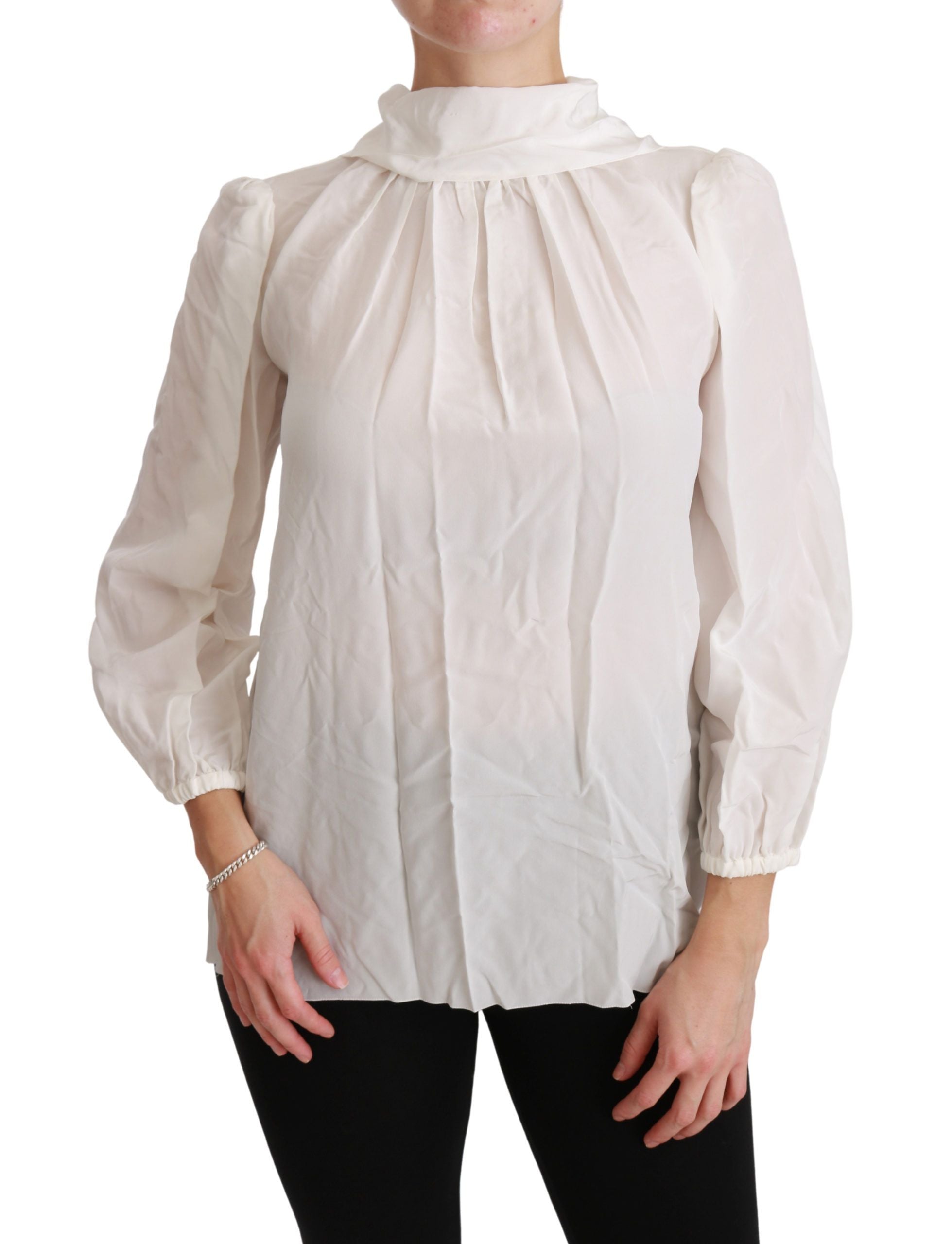 Witte coltrui blouse shirt zijden top
