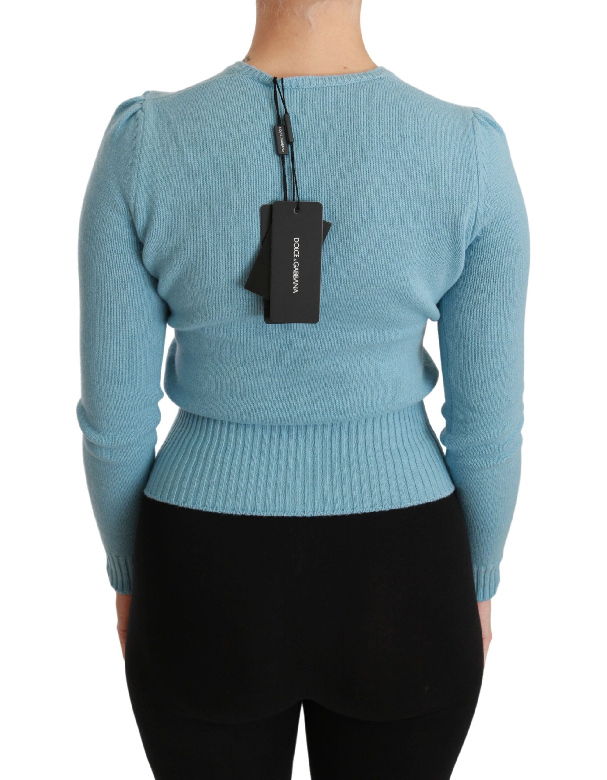 Blauwe wollen Queen Heart Pullover trui