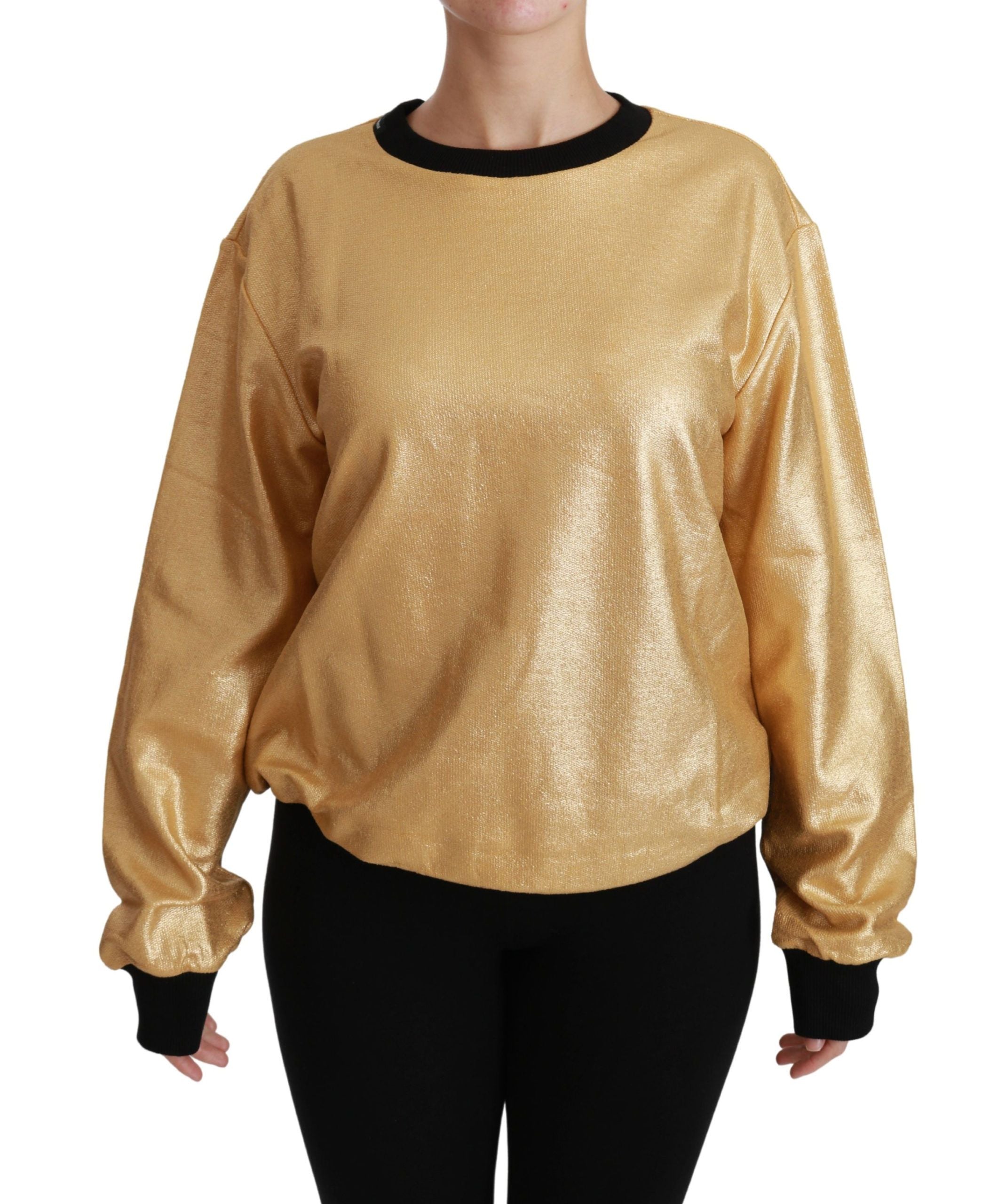 Gouden katoenen ronde hals trui