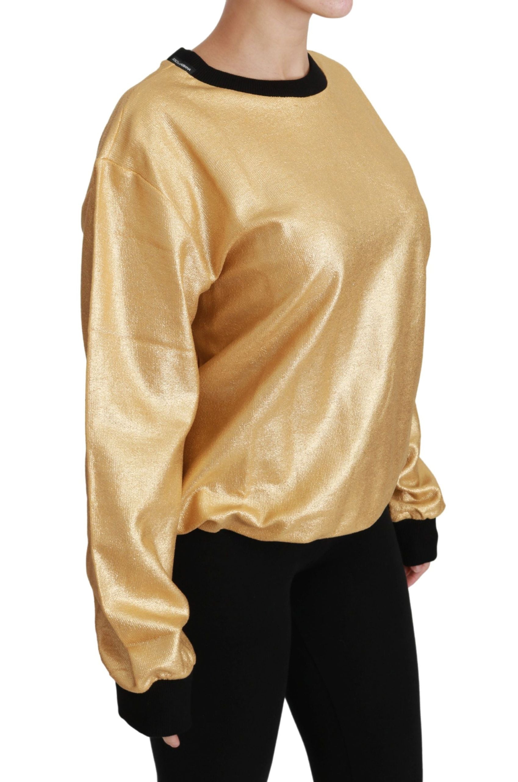 Gouden katoenen ronde hals trui