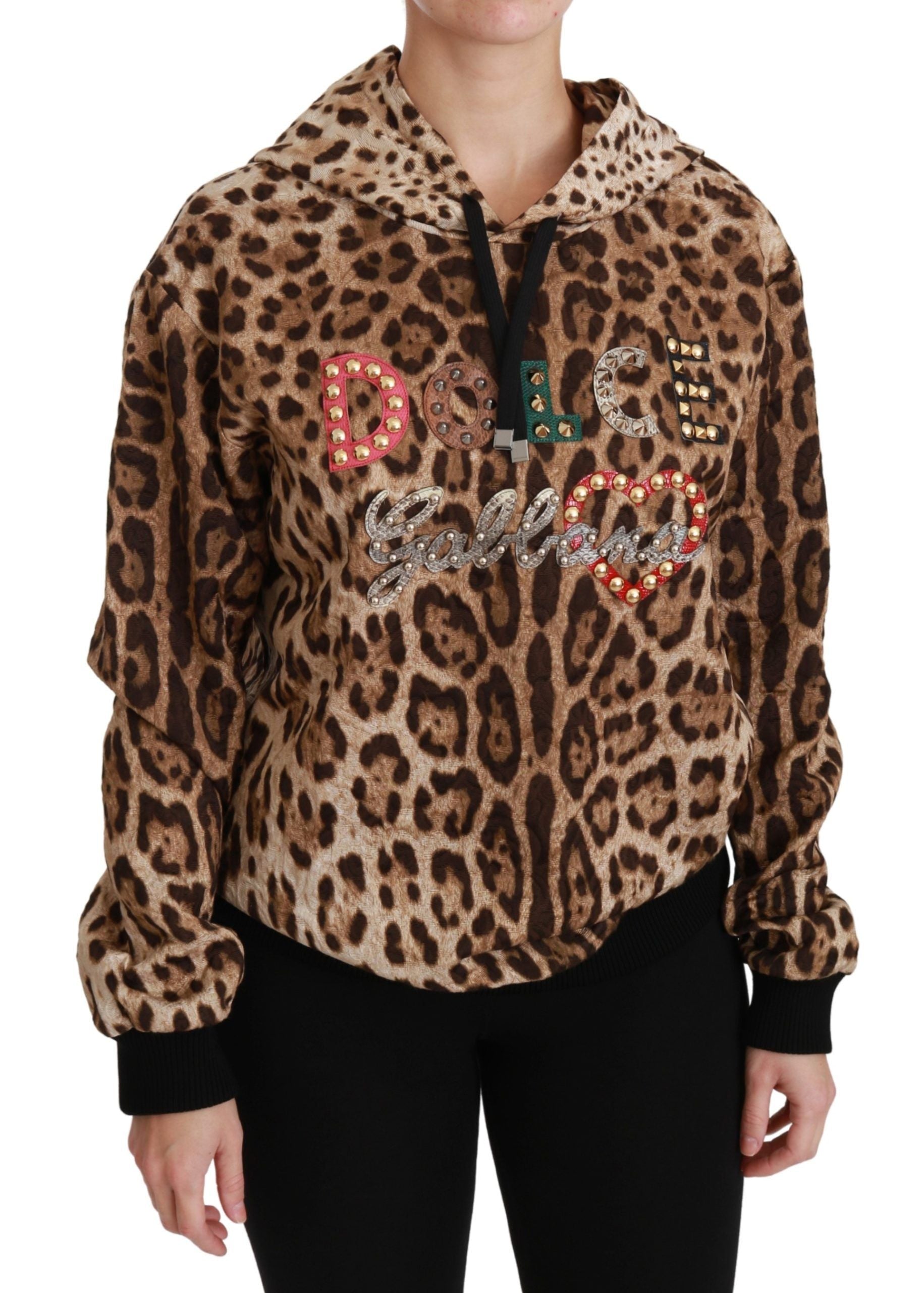 Bruine Ayers luipaardtrui met capuchon en studs