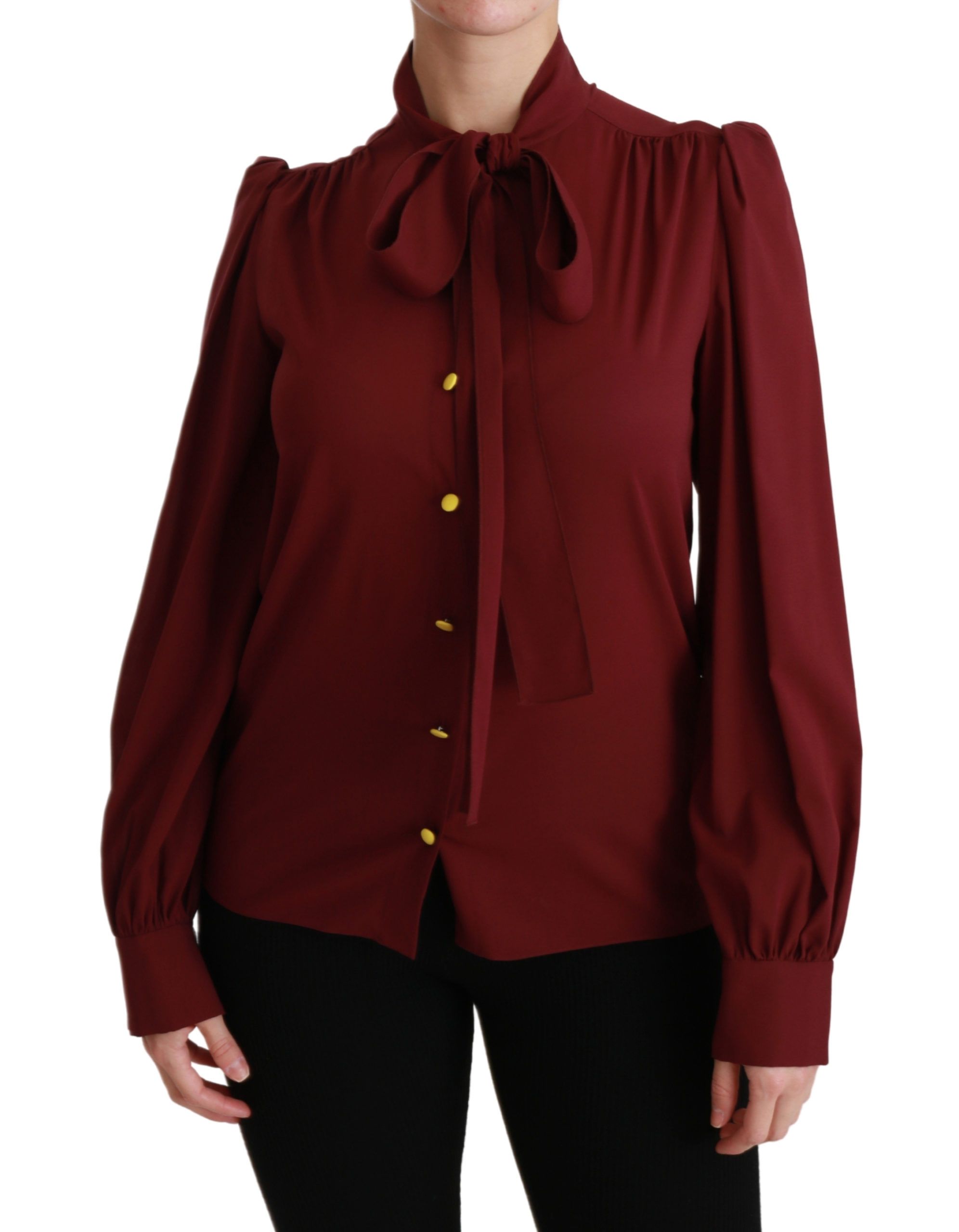Kastanjebruine blouse met lange mouwen en zijden top