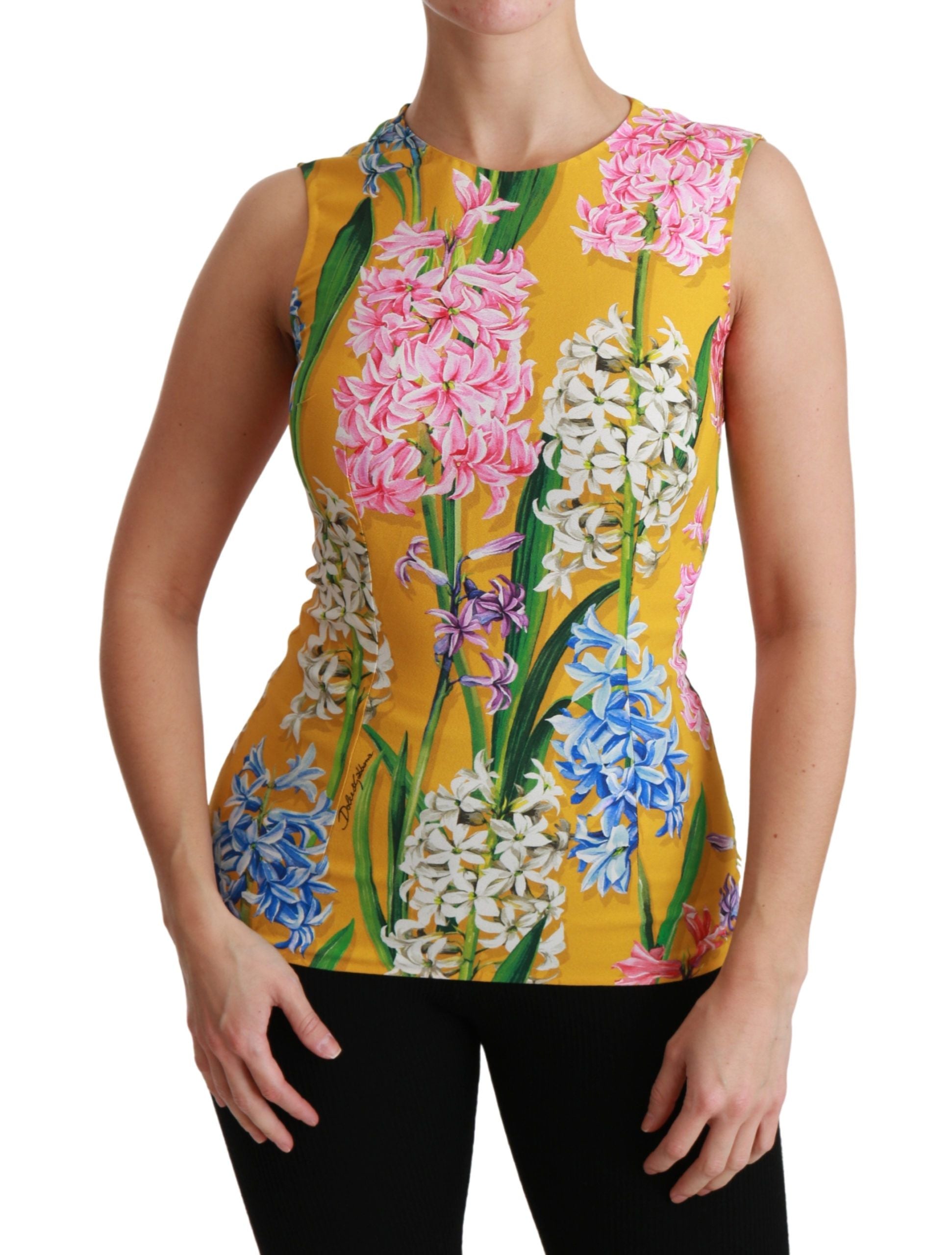 Gele bloemen stretch top tank blouse