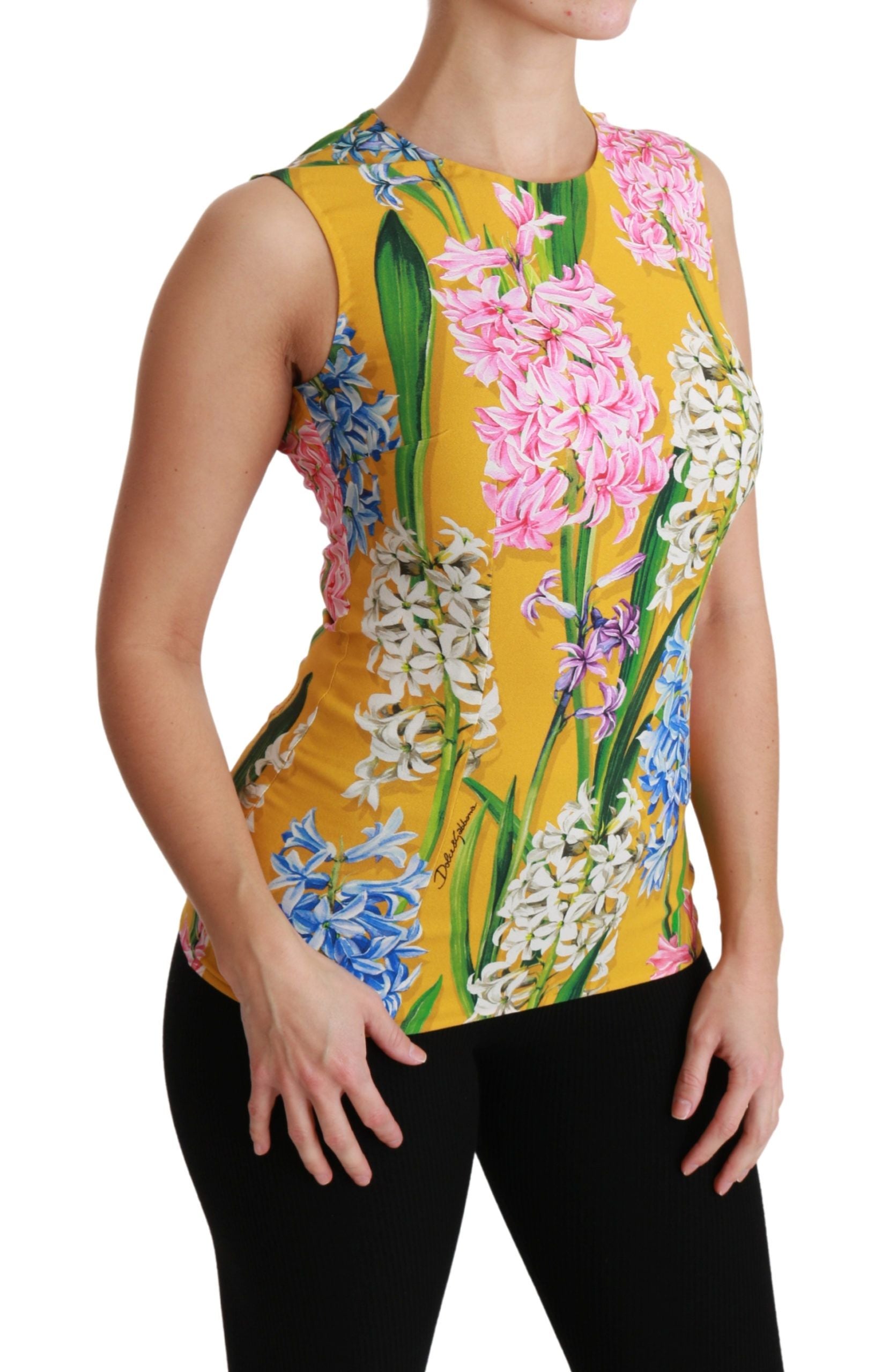 Gele bloemen stretch top tank blouse