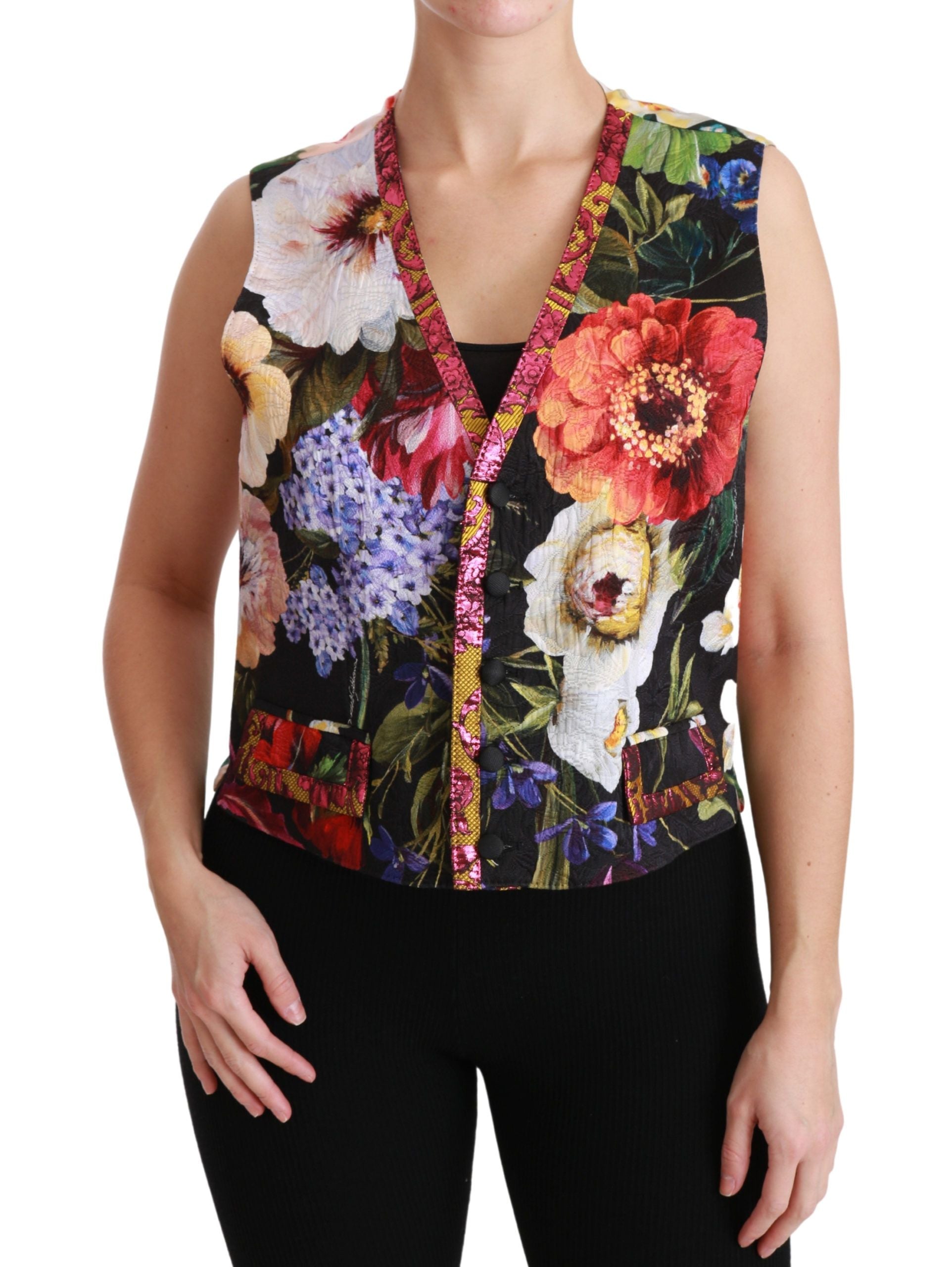 Veelkleurige bloemen mouwloze vest top