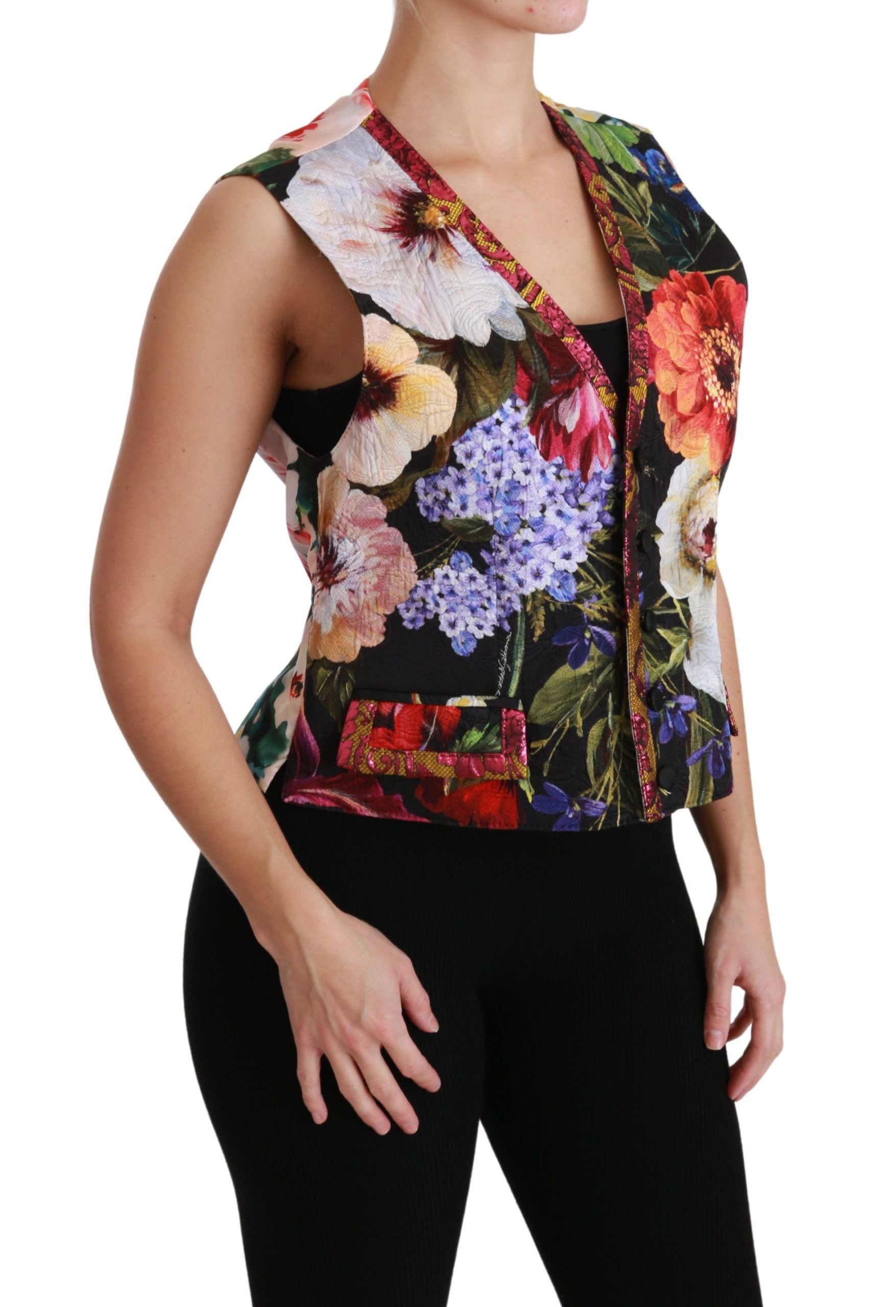 Veelkleurige bloemen mouwloze vest top