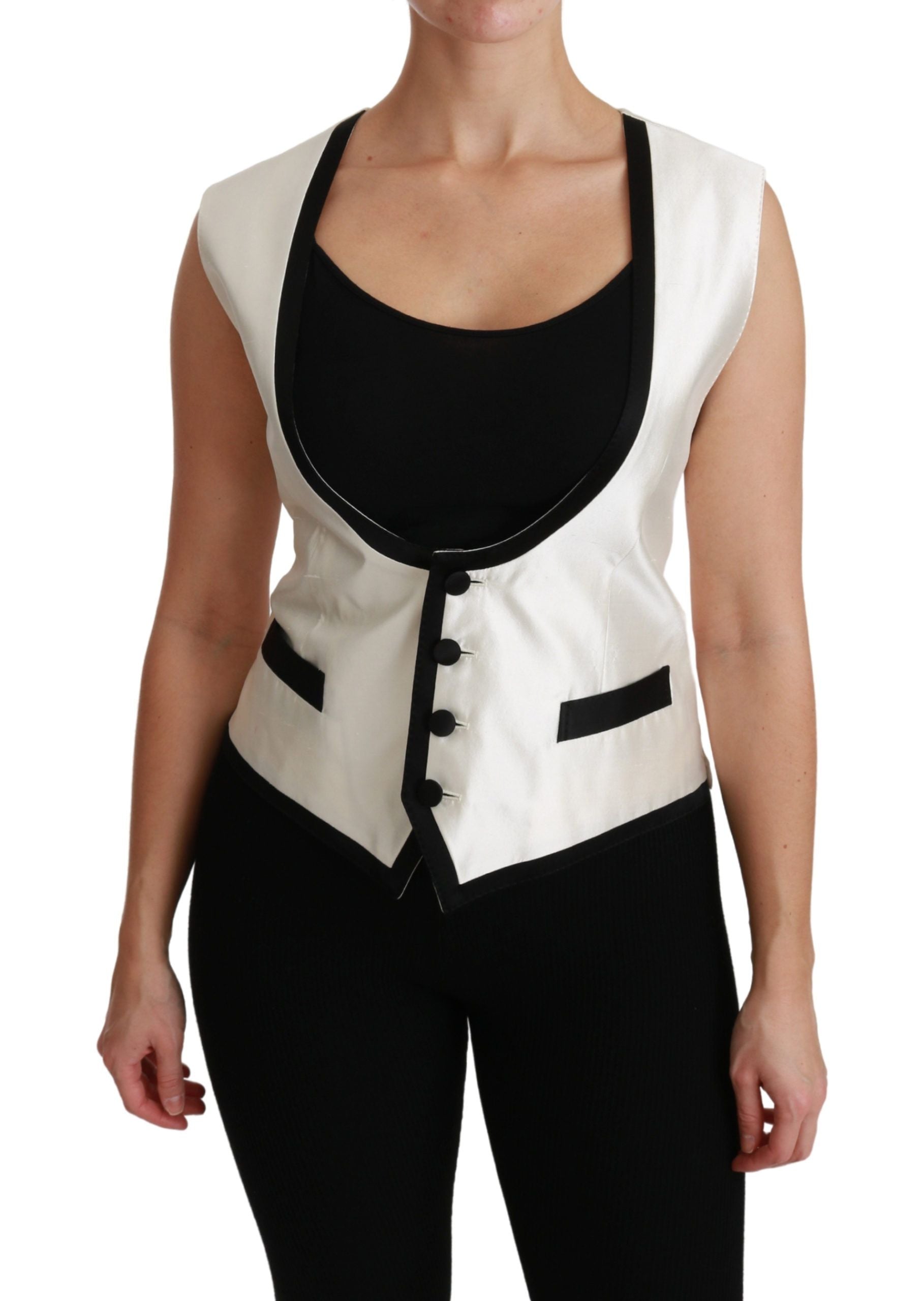 Wit vest, slank vest, zijden top