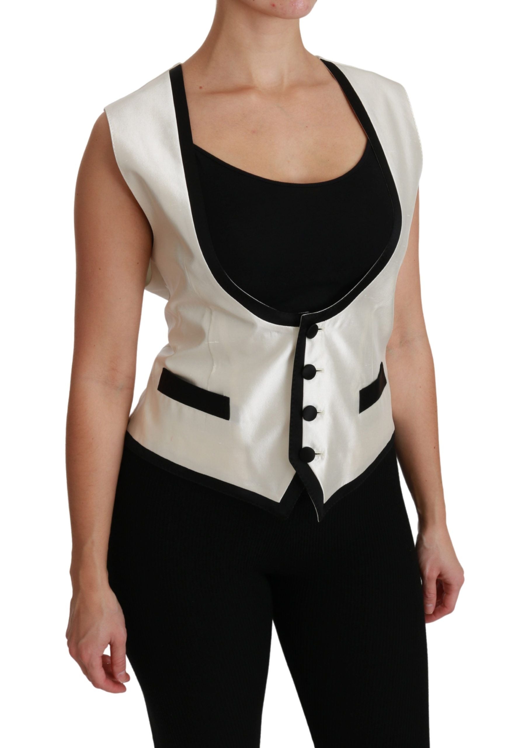 Wit vest, slank vest, zijden top