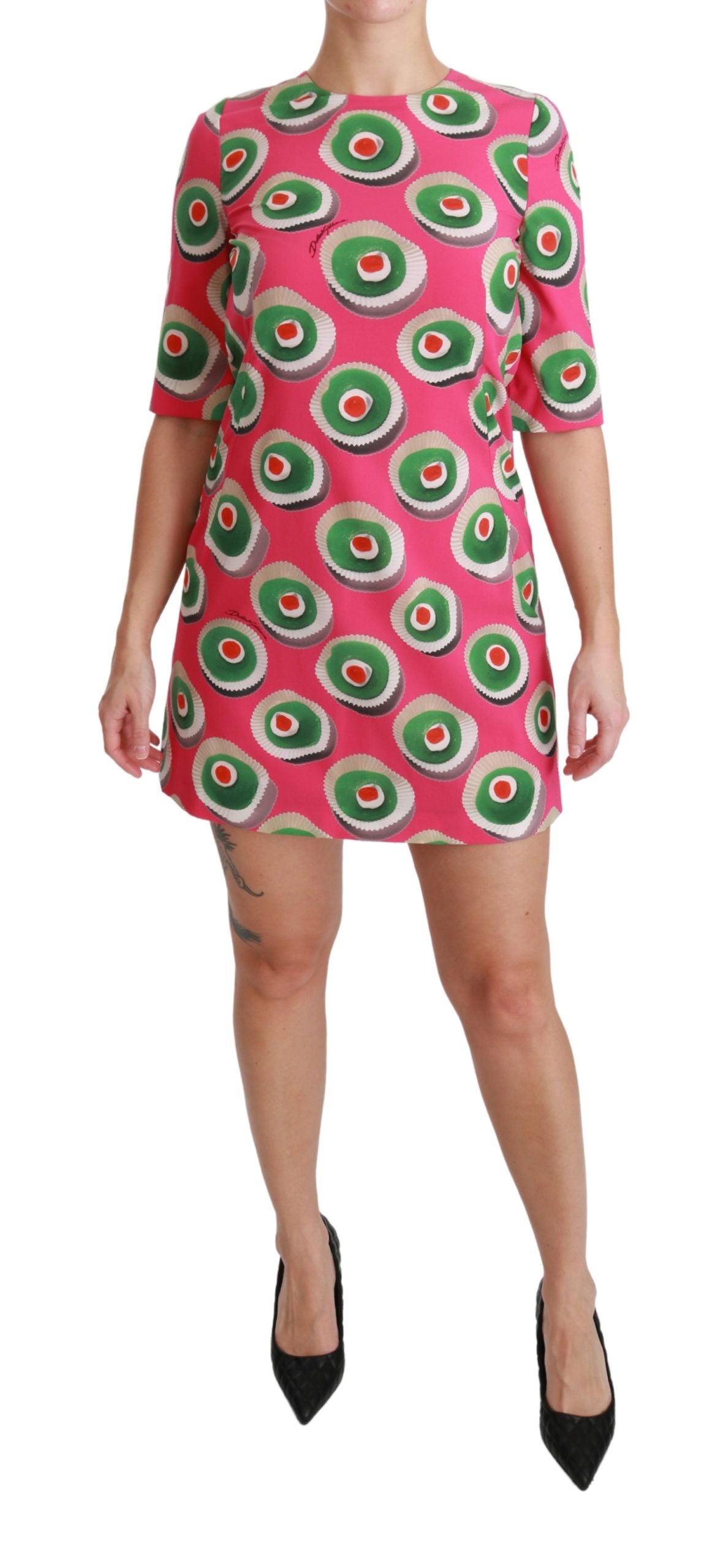 Roze zijden cup cake shift stretchjurk