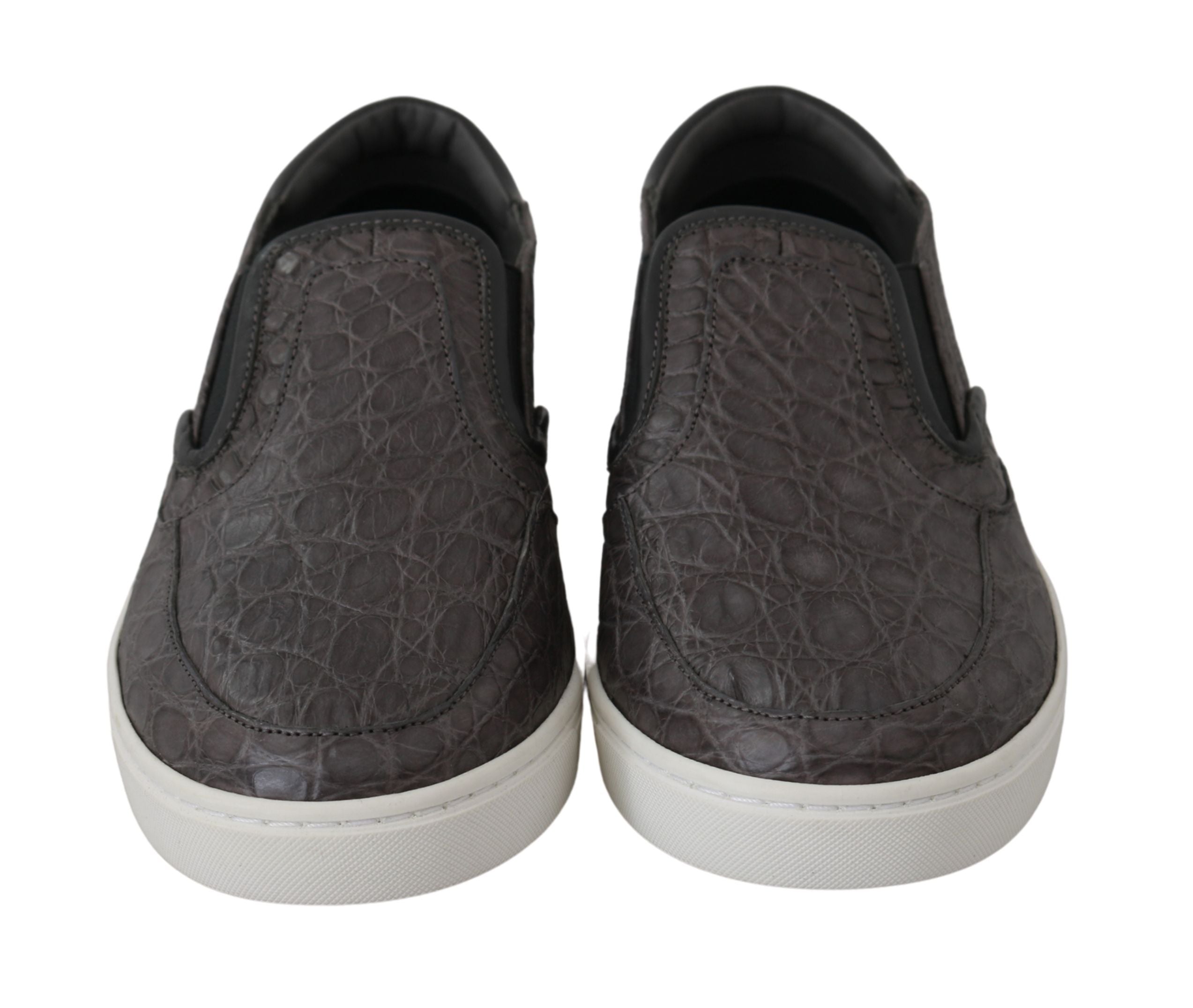 Grijze leren Caiman loafers voor heren