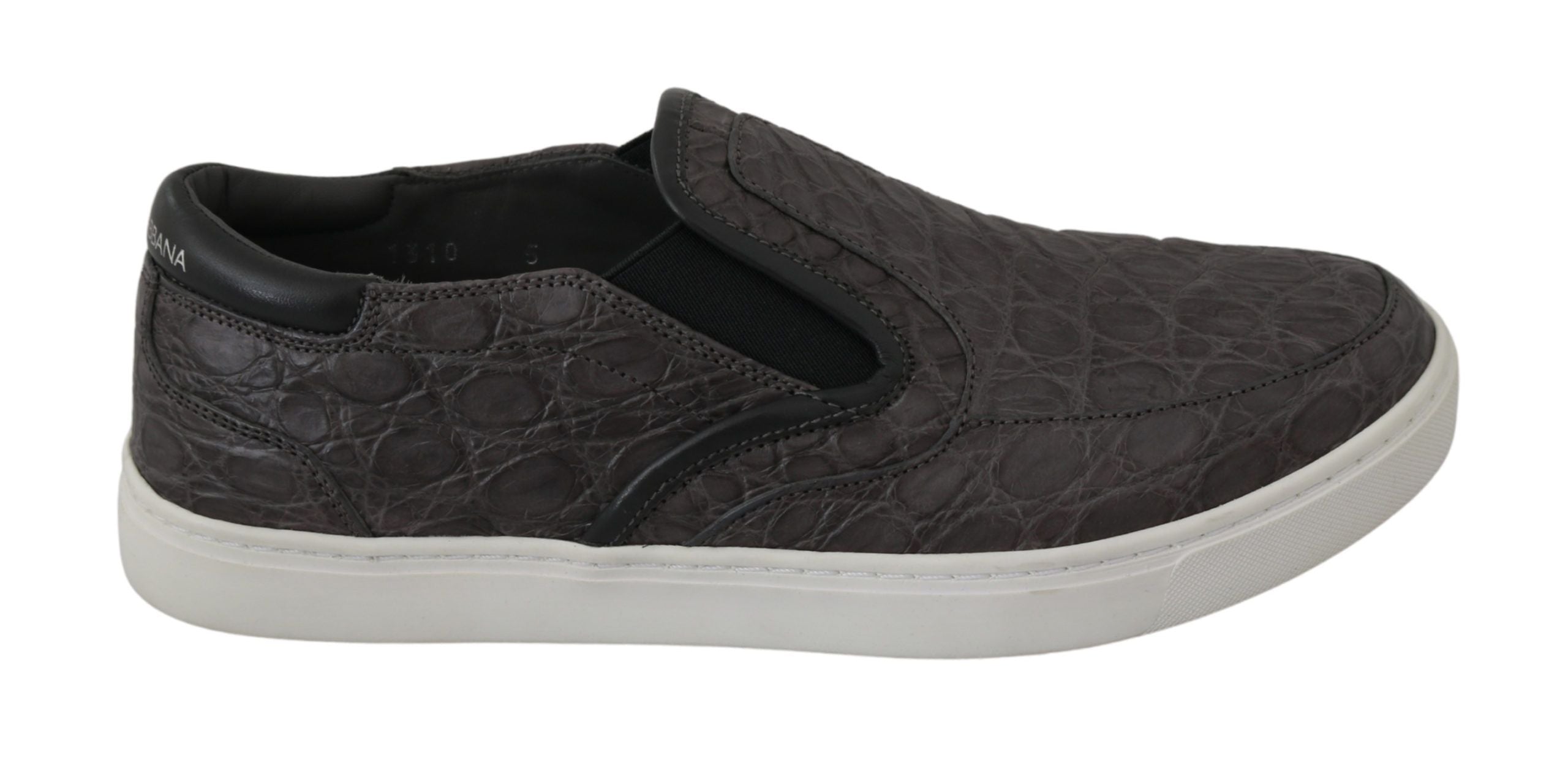 Grijze leren Caiman loafers voor heren
