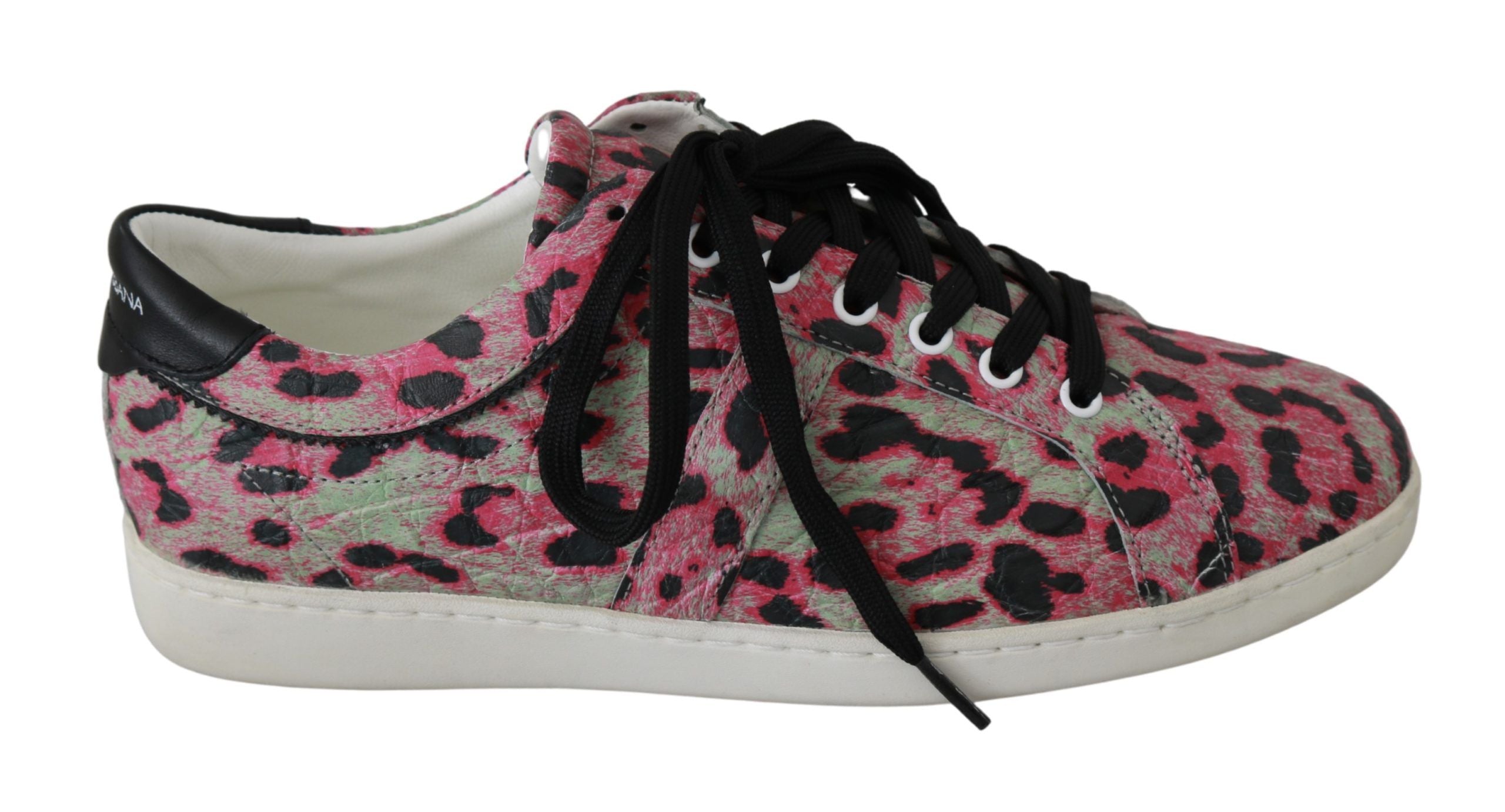 Roze luipaardprint trainingsschoenen van leer
