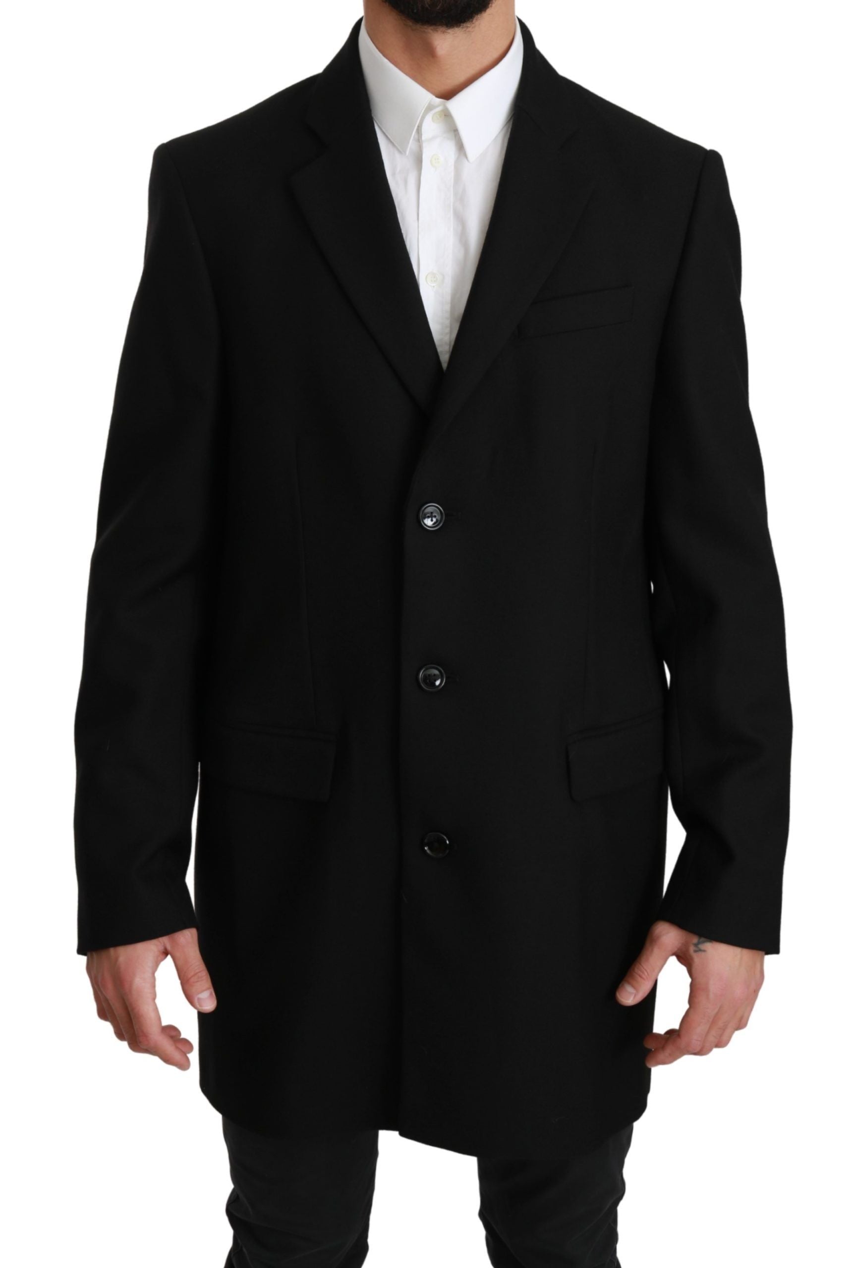 Zwarte 100% wollen jas en blazer