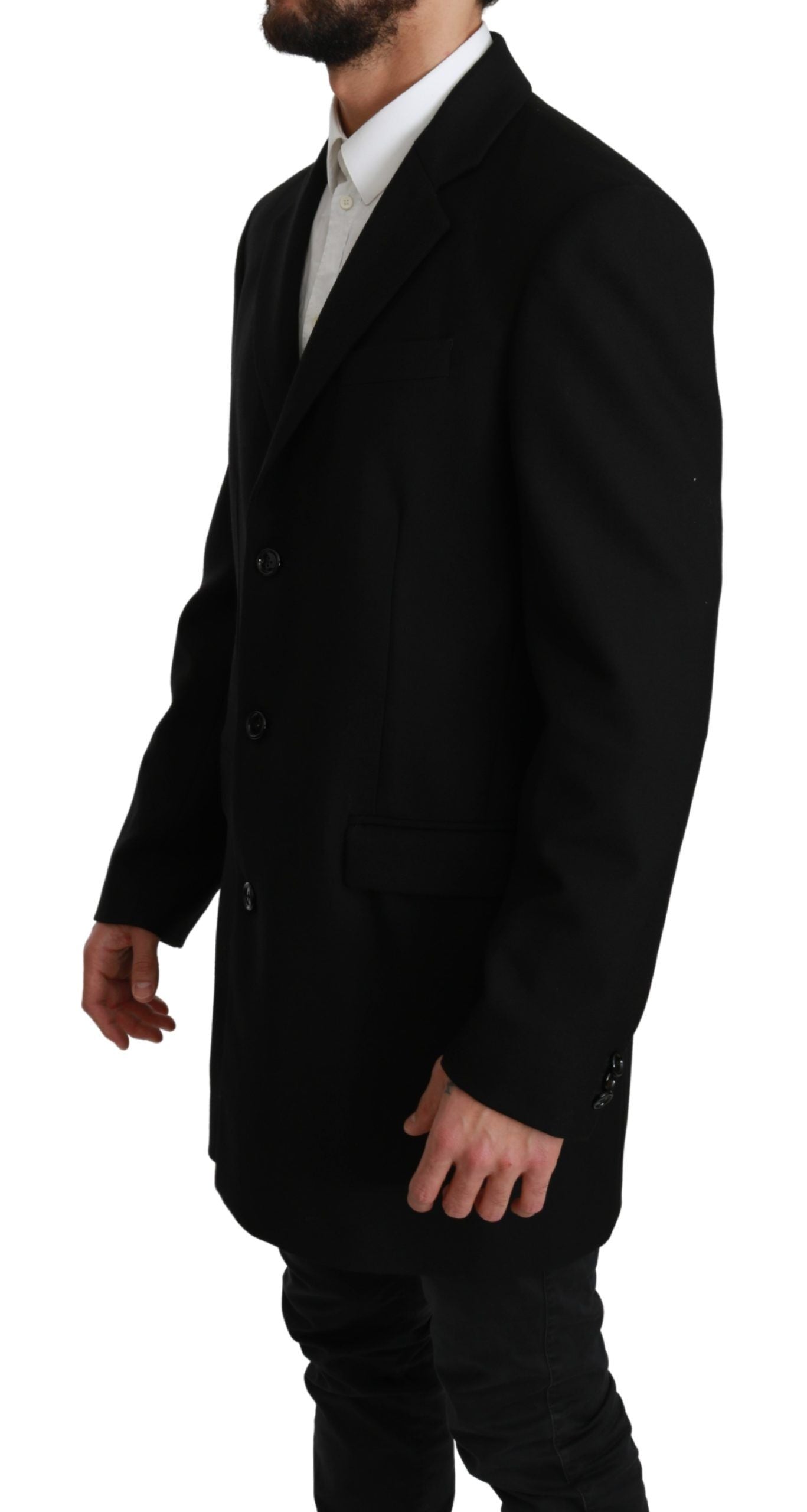 Zwarte 100% wollen jas en blazer