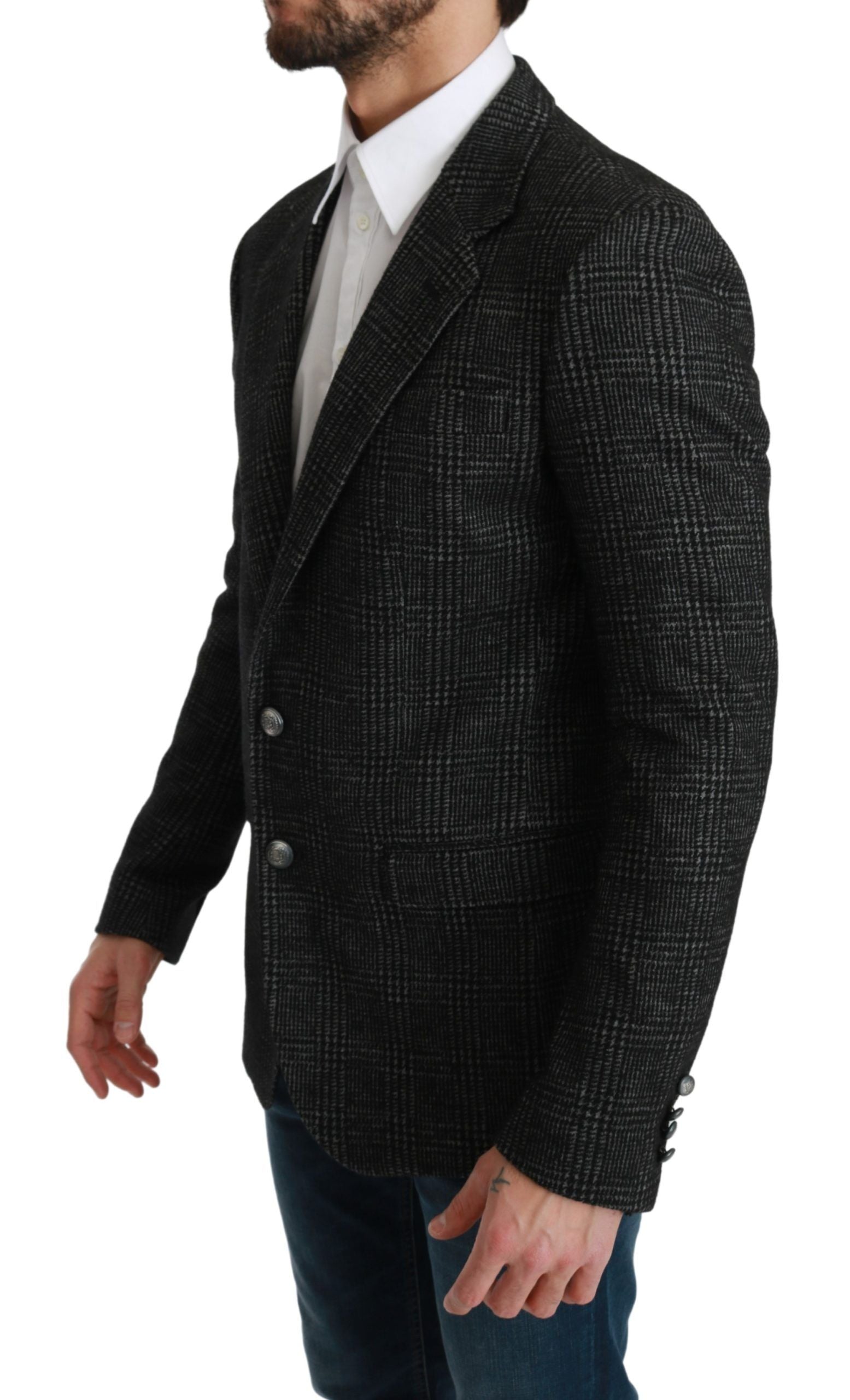 Grijs geruit slim fit jasje blazer