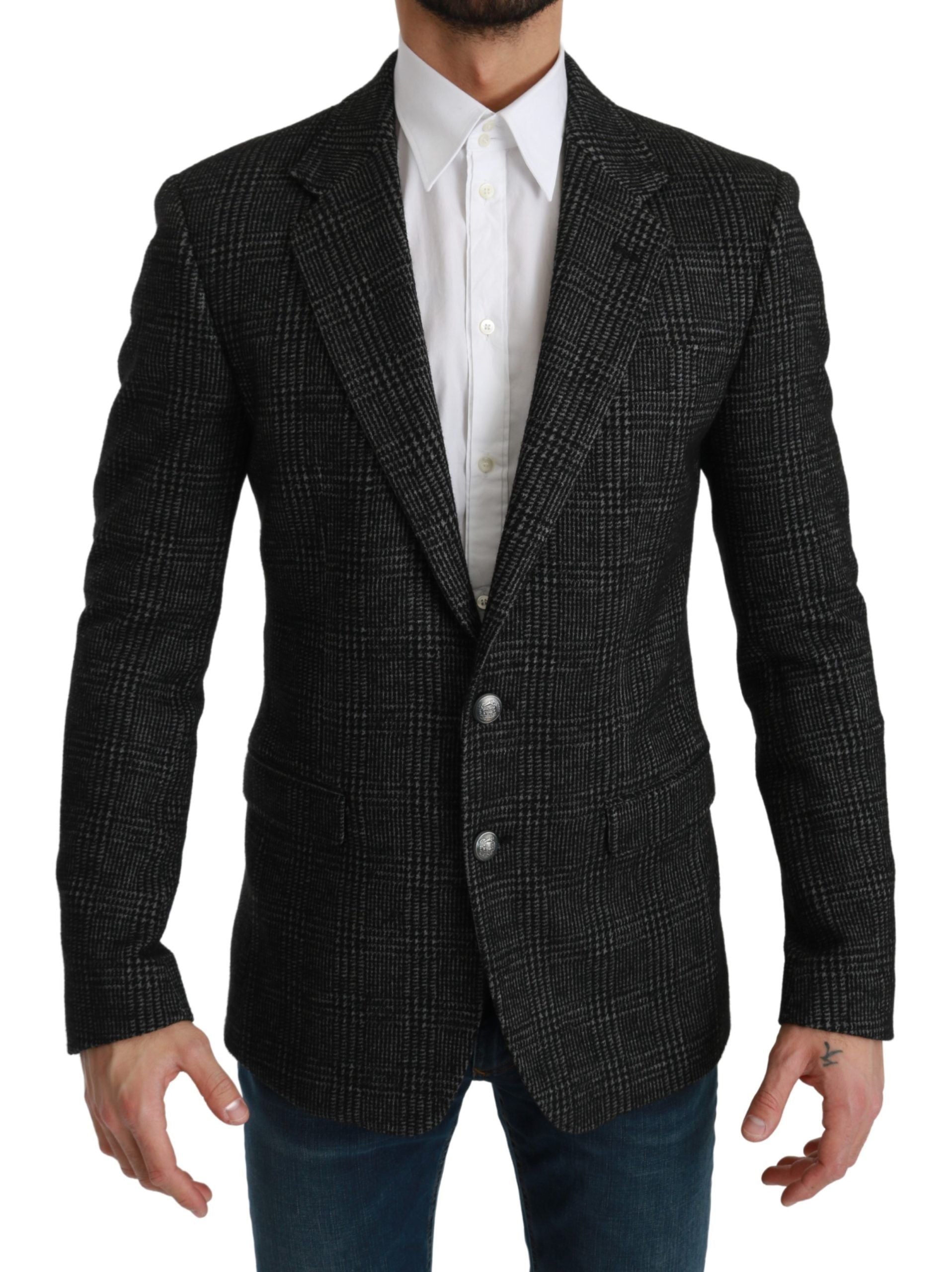Grijs geruit slim fit jasje blazer