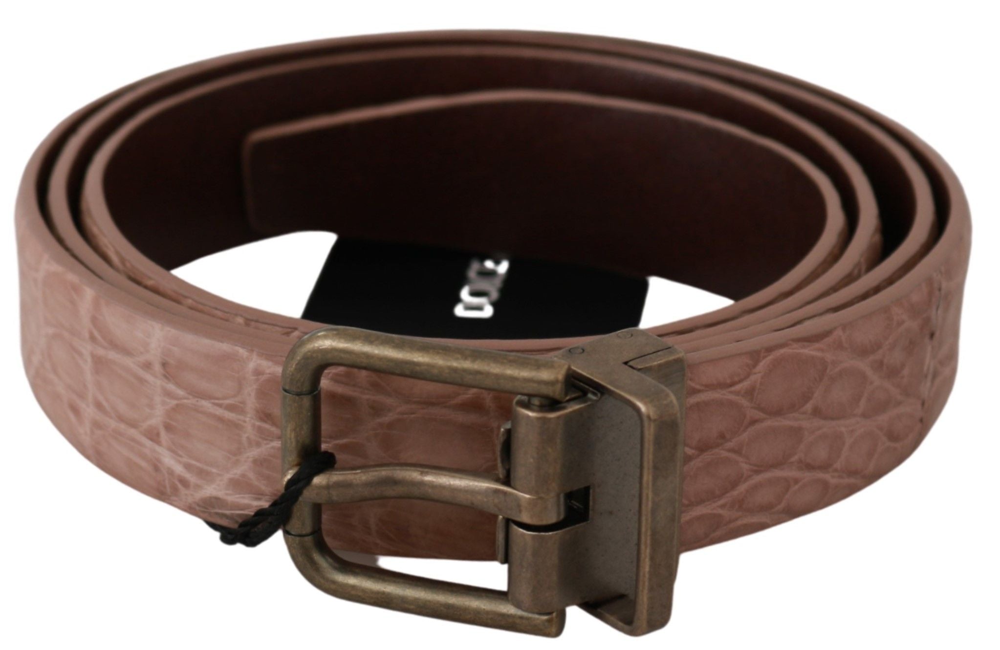 Beige exotische leren riem met gouden gesp