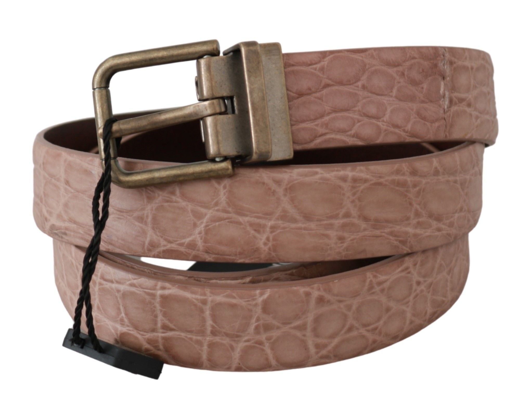 Beige exotische leren riem met gouden gesp