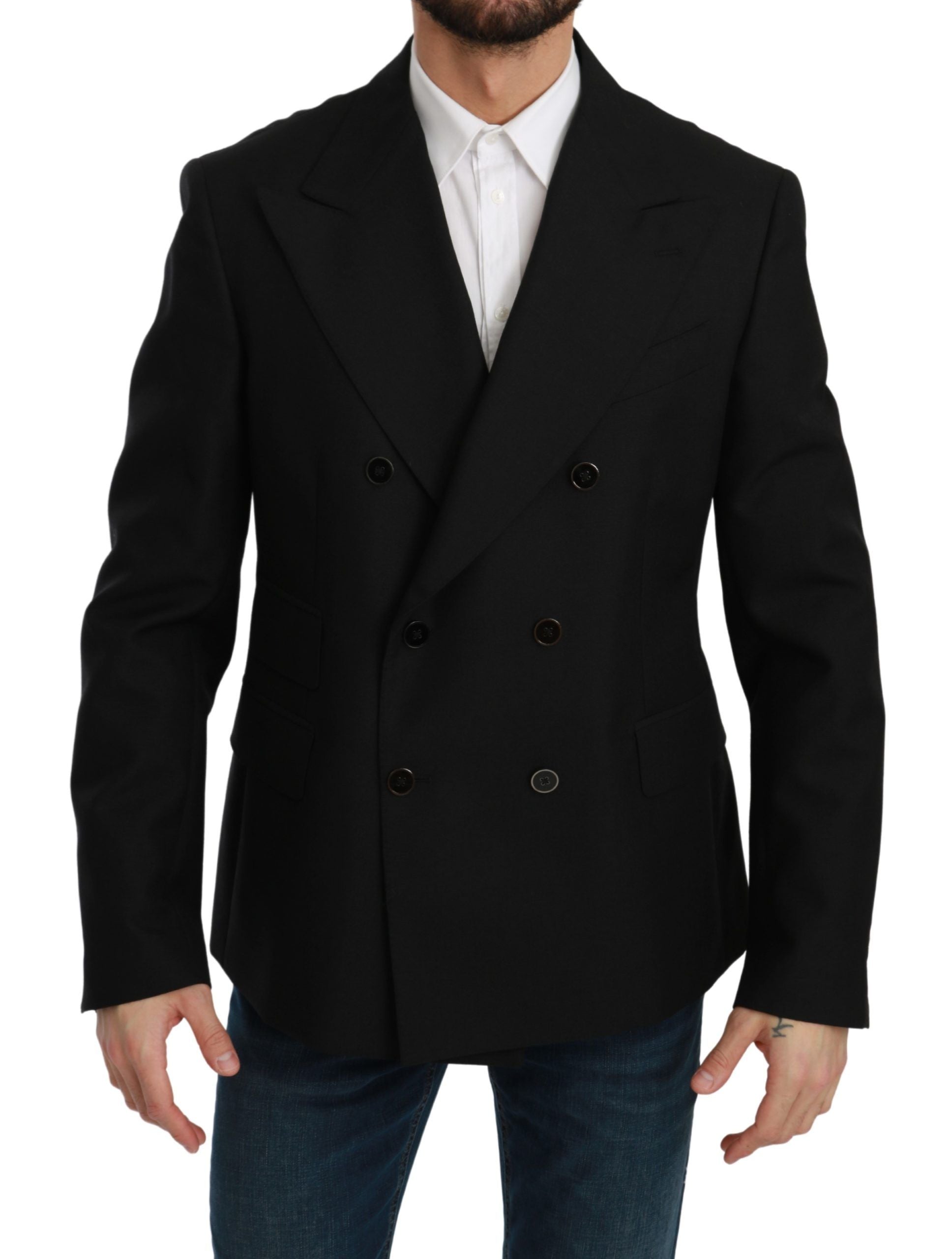Zwarte Slim Fit Jas Wollen Blazer