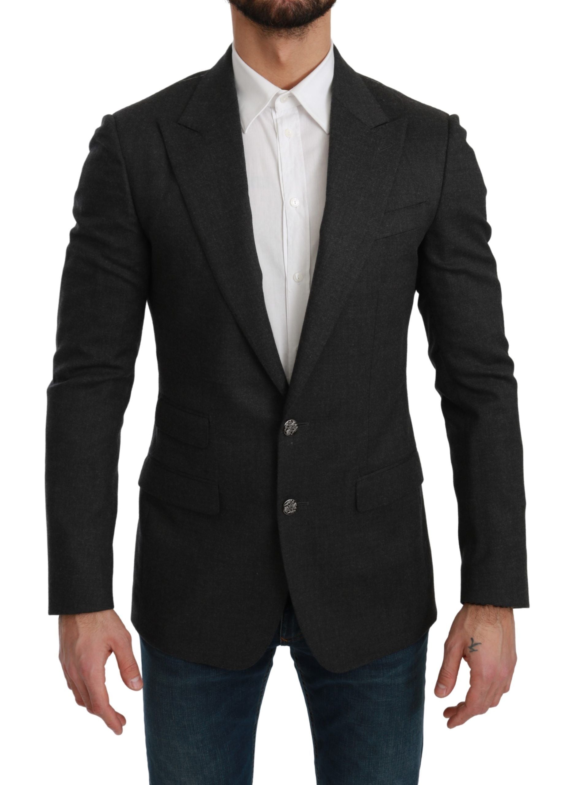 Grijze NAPOLI Slim Fit Jas Wollen Blazer