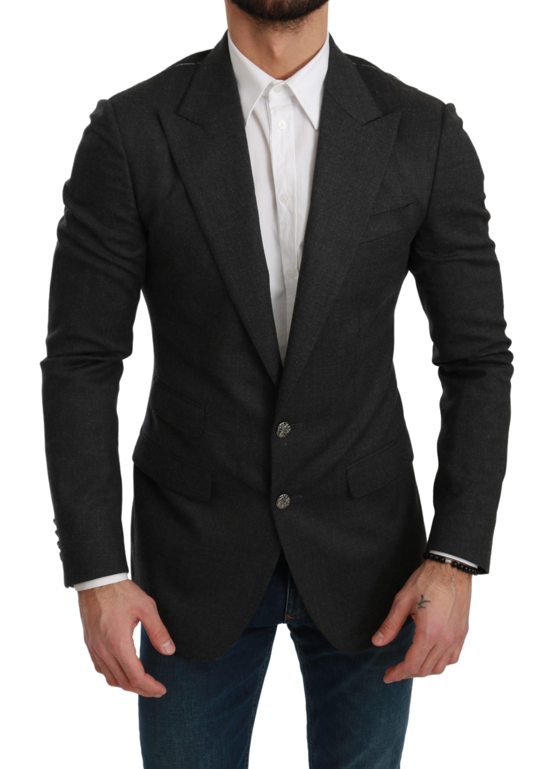 Grijze NAPOLI Slim Fit Jas Wollen Blazer