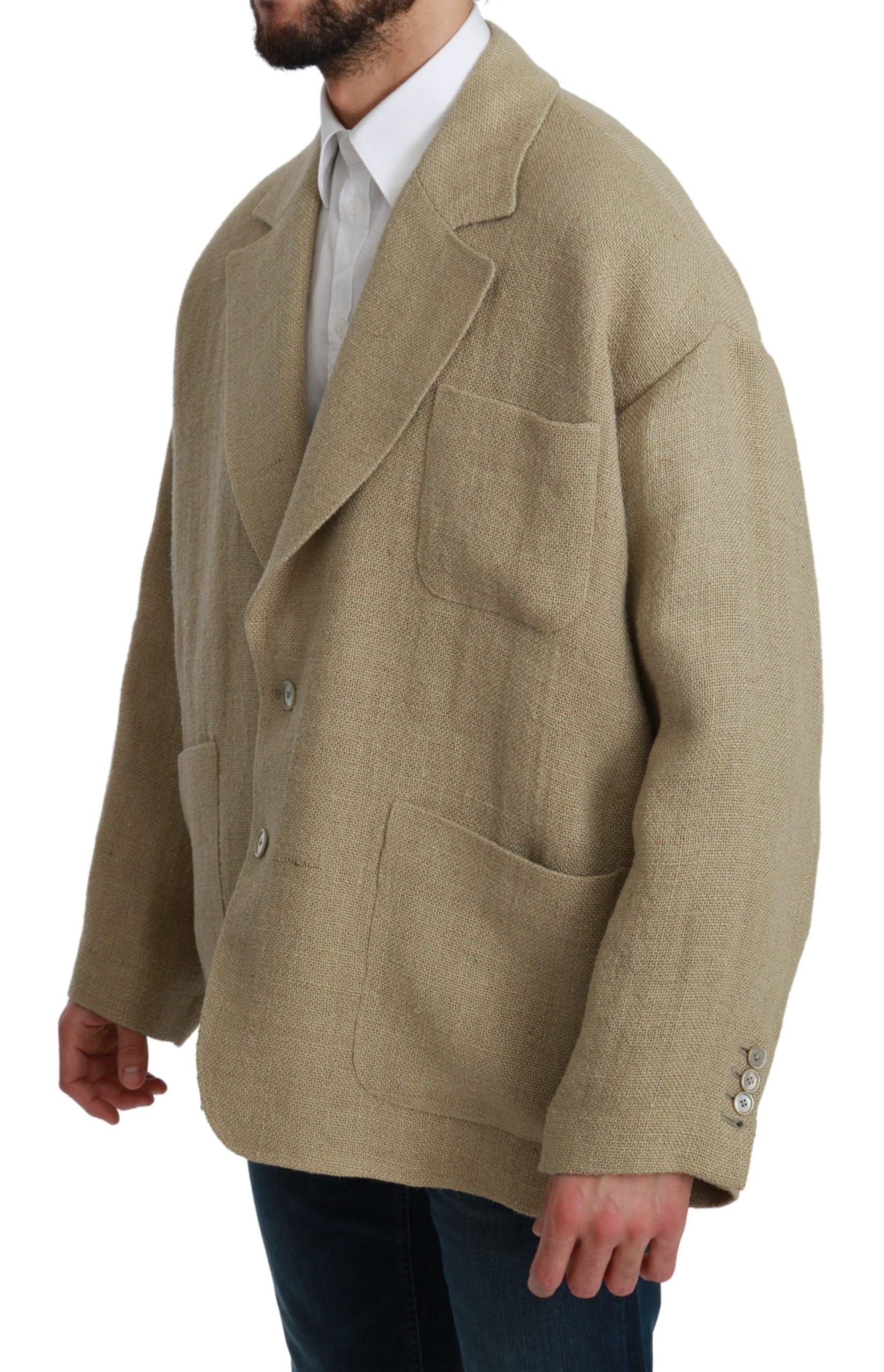 Beige jas jas 100% jute blazer jas