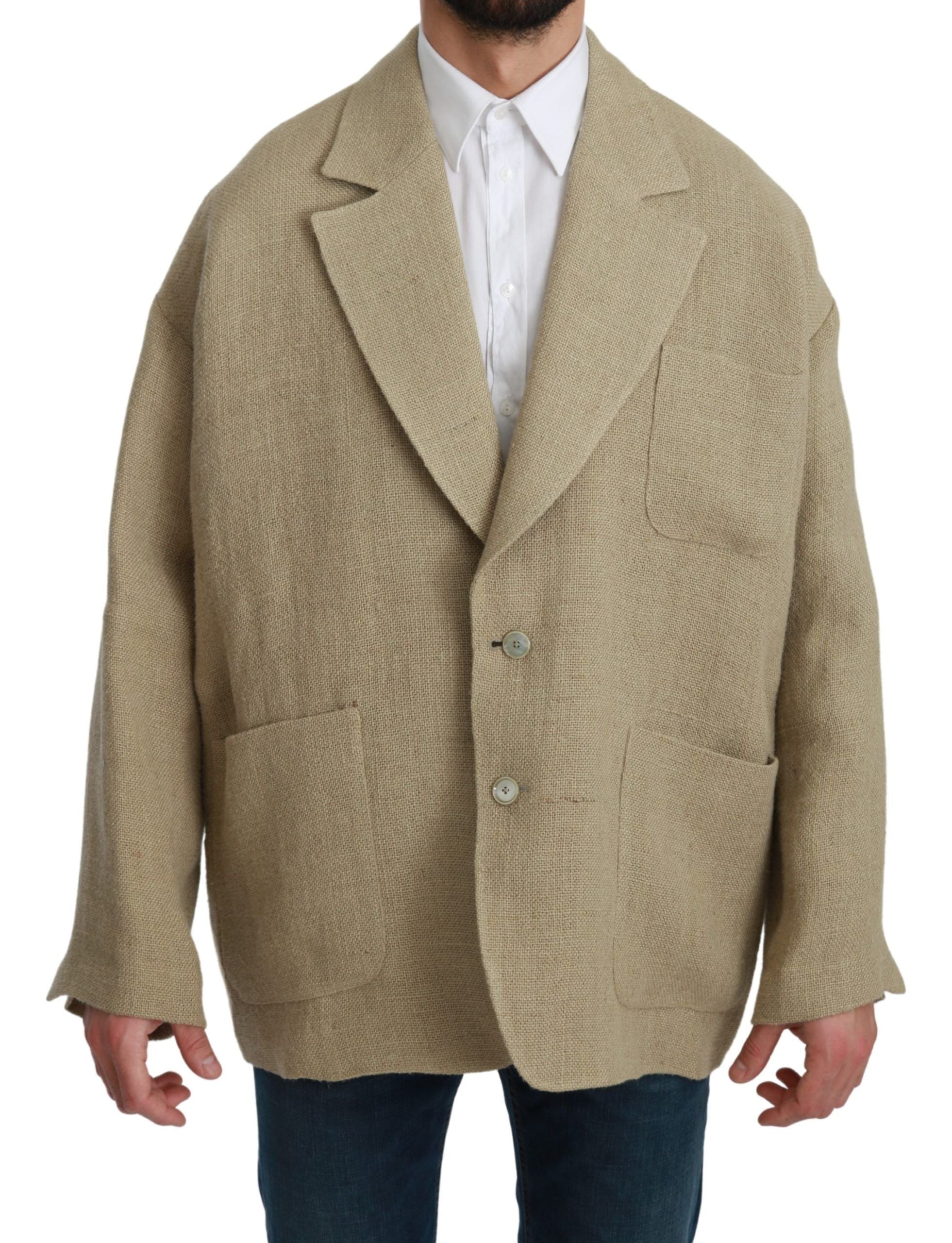 Beige jas jas 100% jute blazer jas