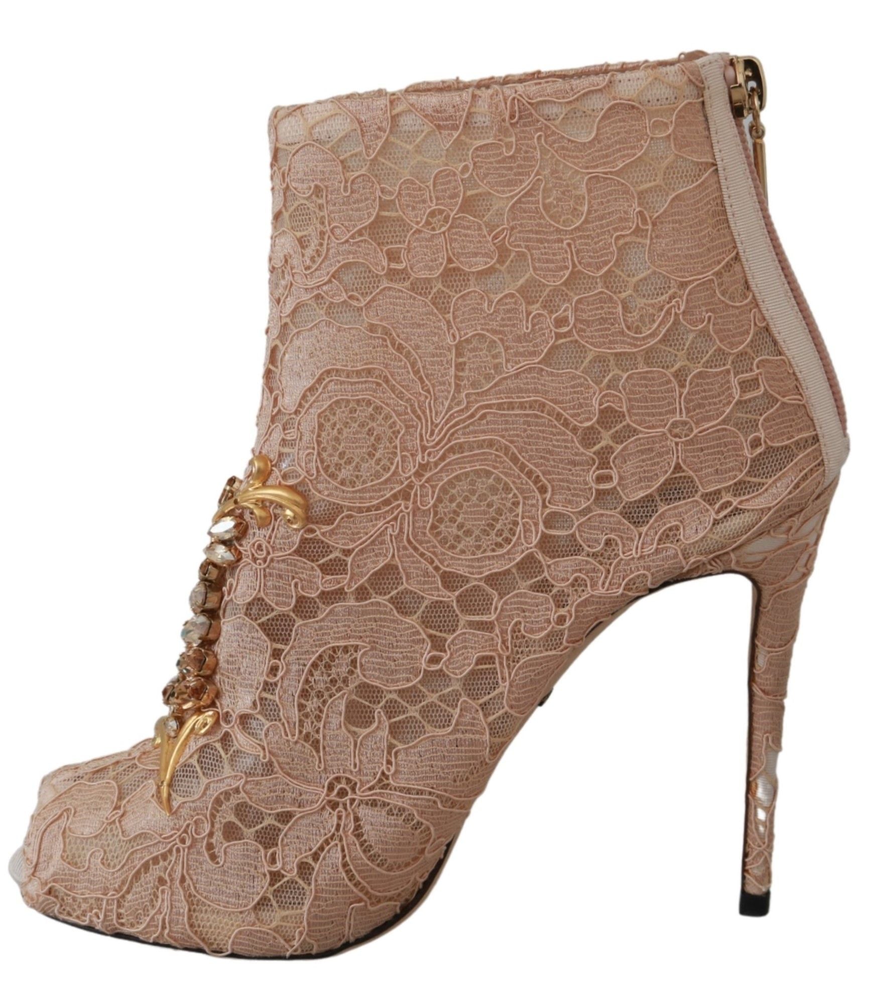 Roze kristal kant laarsjes stiletto's schoenen