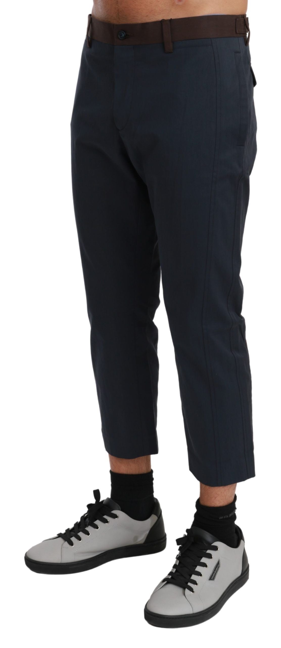 Bruine gestreepte cropped broek