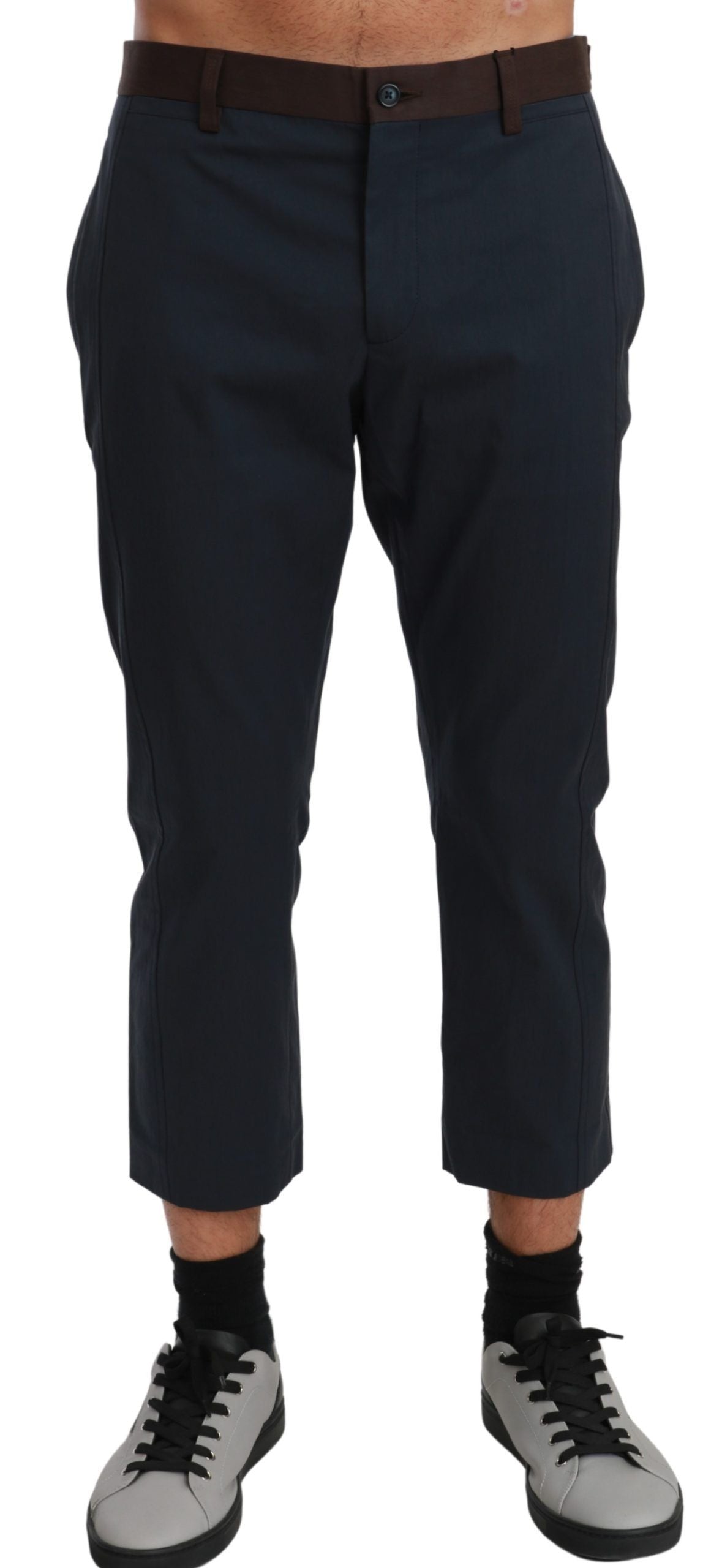 Bruine gestreepte cropped broek
