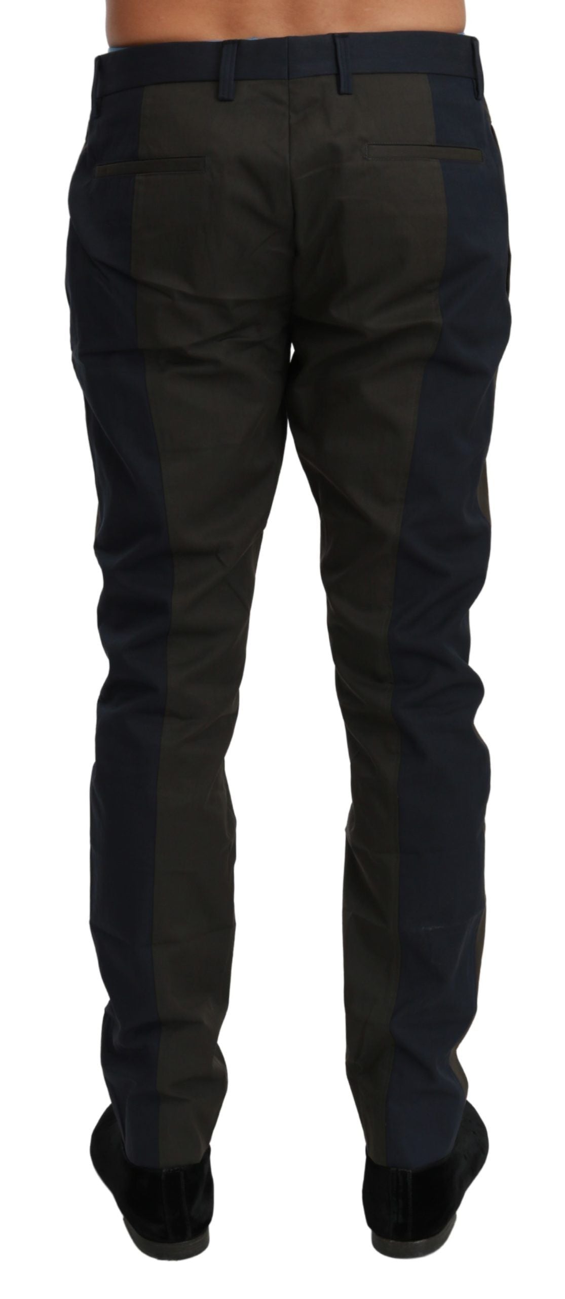 Blauwgrijze gestreepte katoenen broek