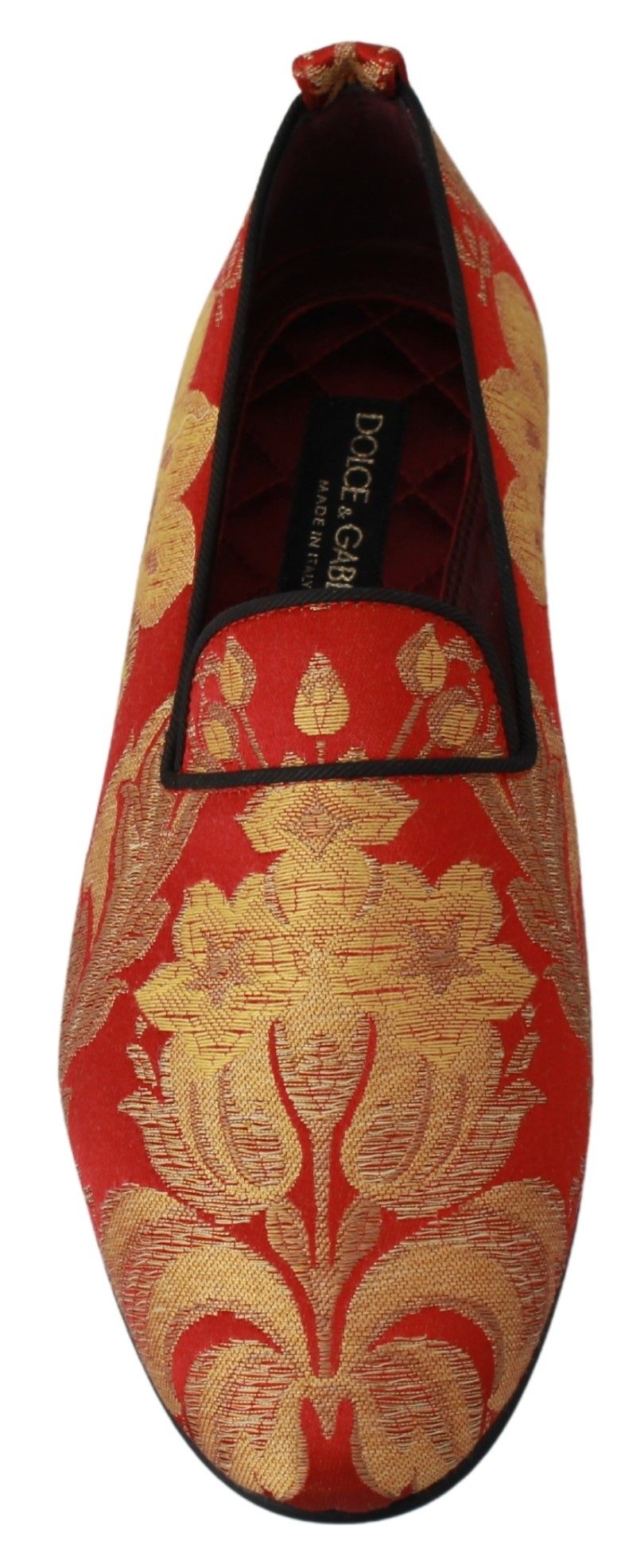 Rode gouden brokaat pantoffels loafers schoenen