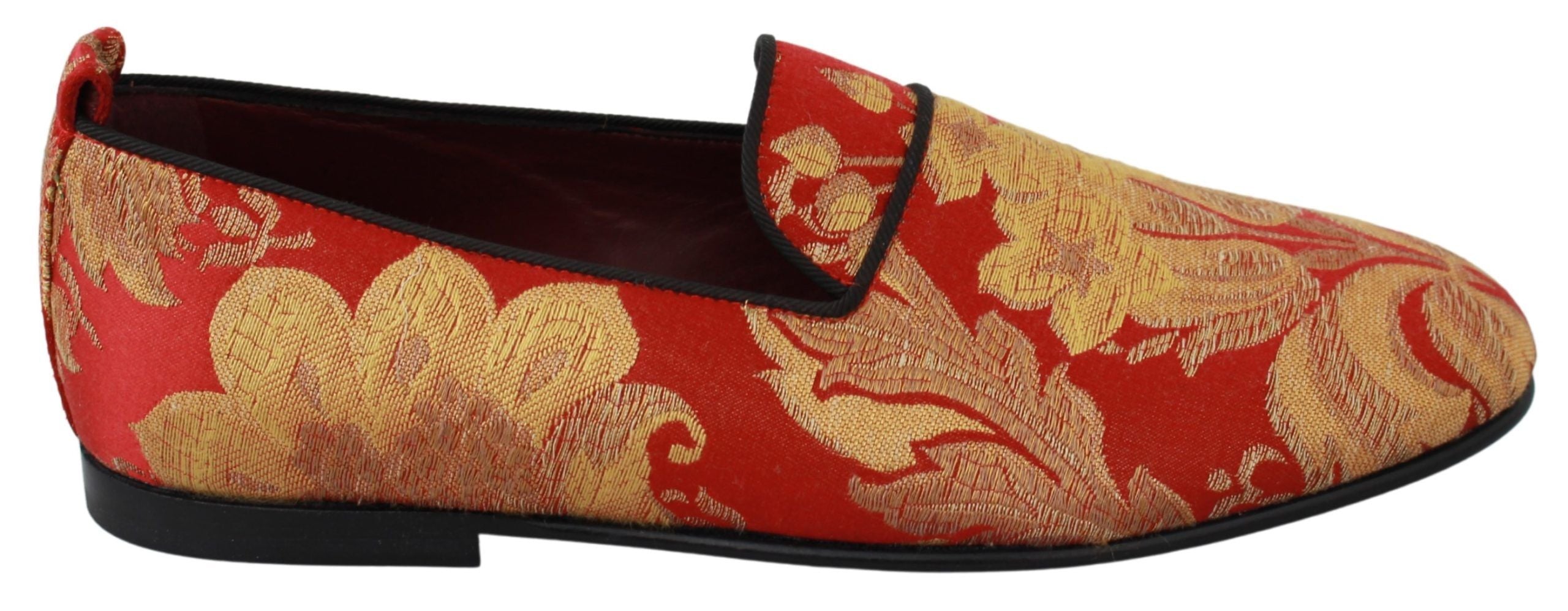Rode gouden brokaat pantoffels loafers schoenen