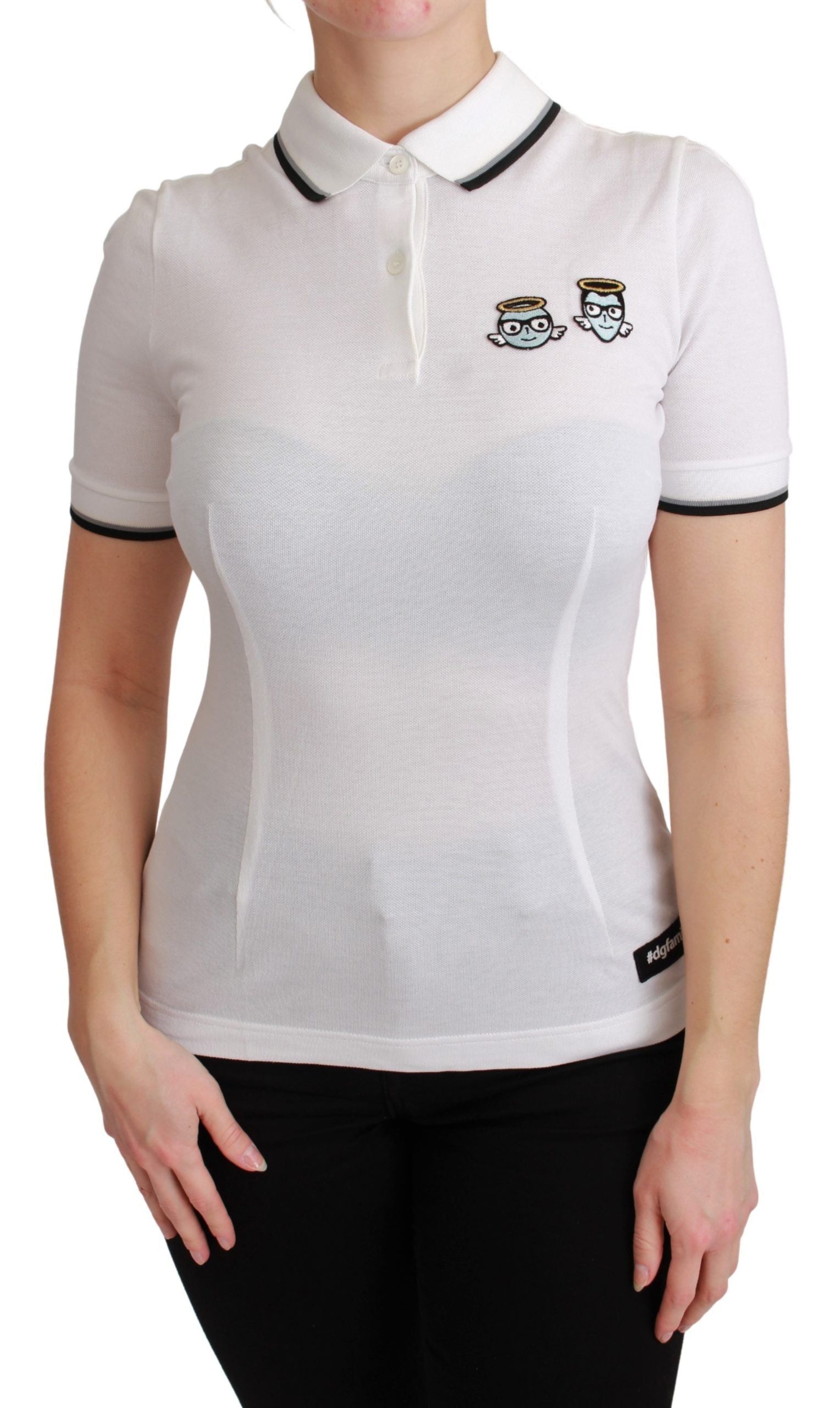 Wit katoenen poloshirt #dgfamily