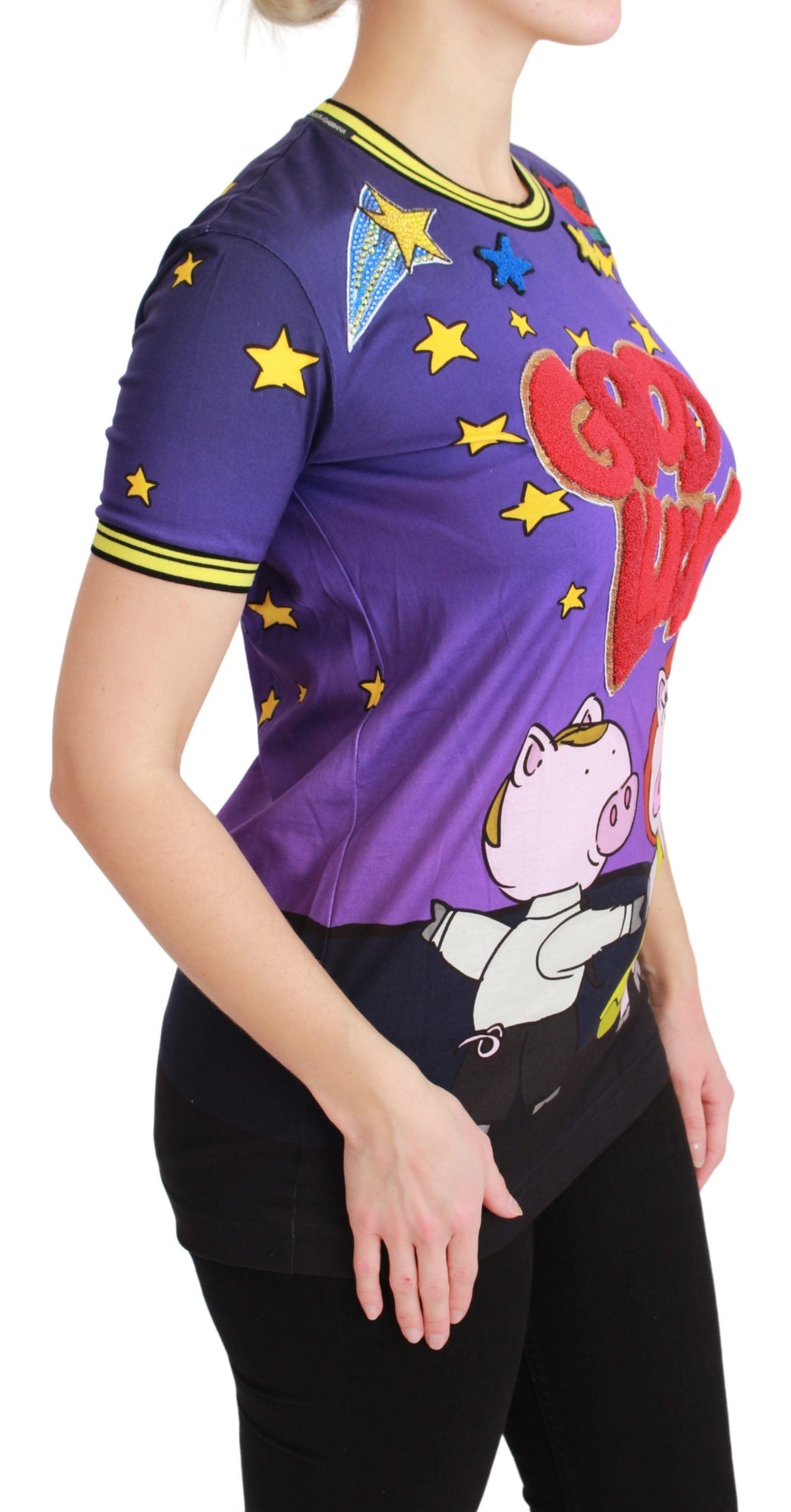 Paars JAAR VAN HET VARKEN Top Katoenen T-shirt